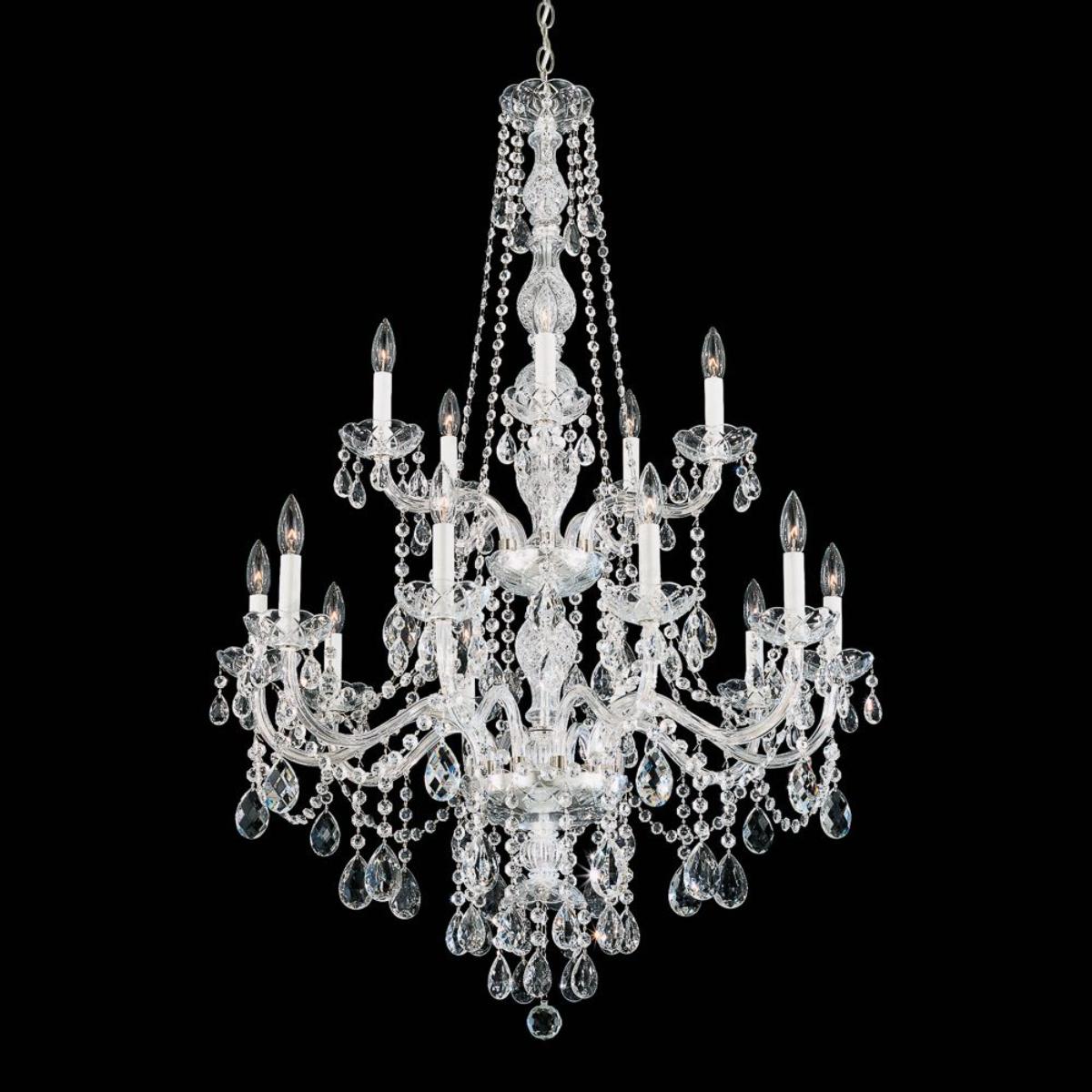 Arlington 15 Lights Polished Silver Chandelier with Clear Heritage Crystals