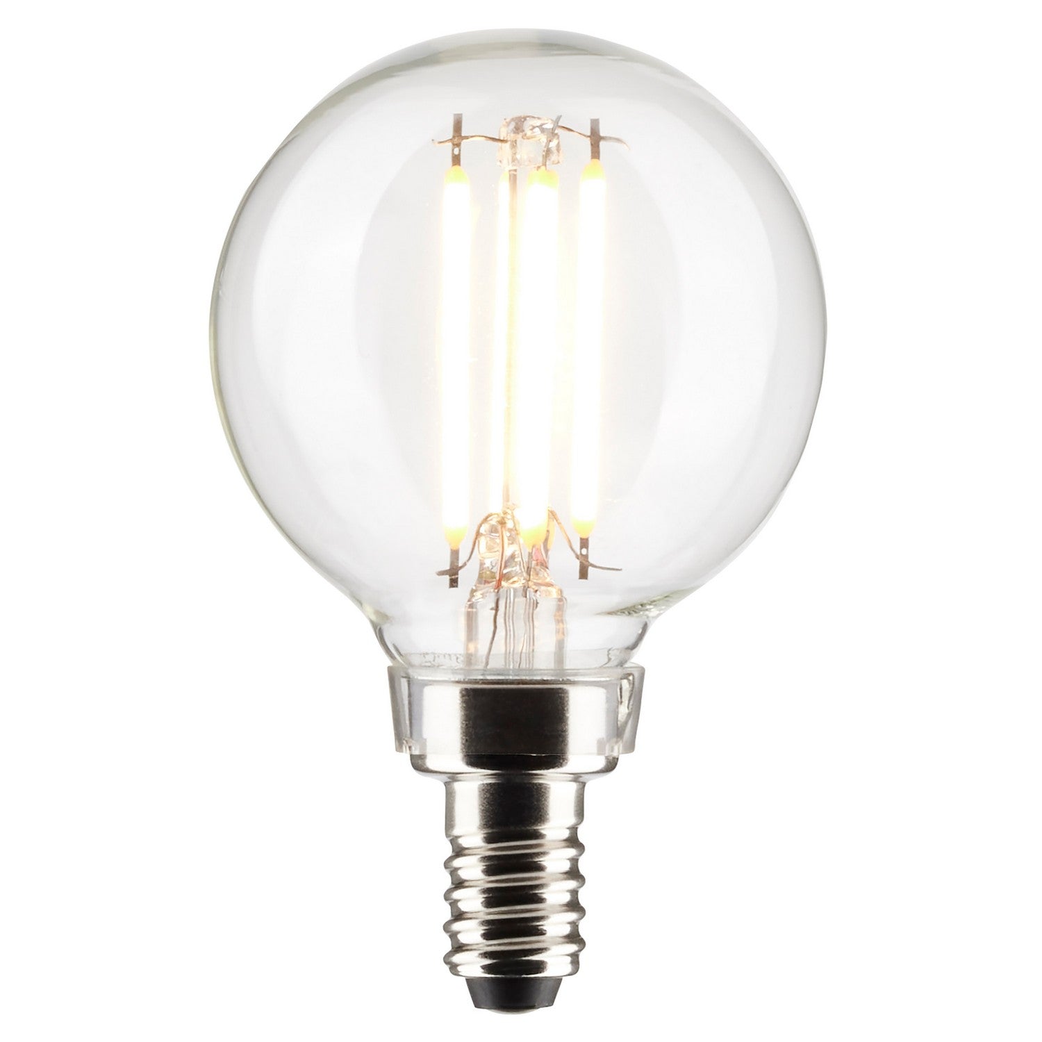 G16.5 Filament LED Globe Bulb, 4W, 350 Lumens, 40W Equal, 2700K, E12 Base, Clear, Pack of 2 - Bees Lighting