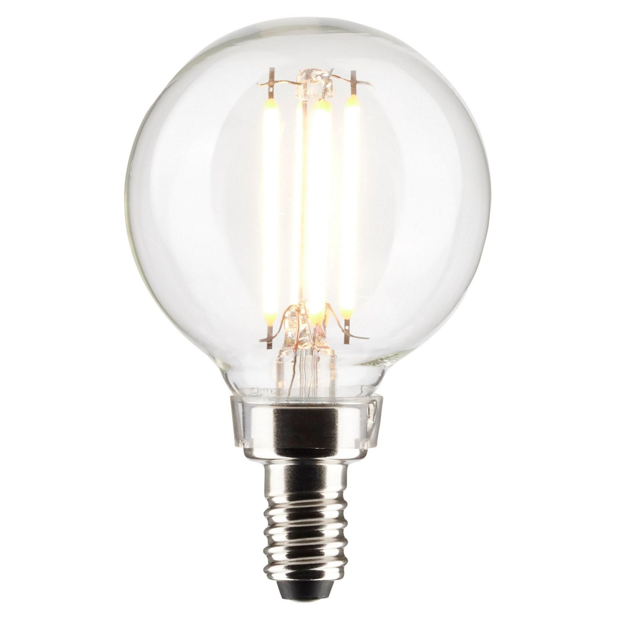 G16.5 Filament LED Globe Bulb, 4W, 350 Lumens, 40W Equal, 2700K, E12 Base, Clear, Pack of 2 - Bees Lighting