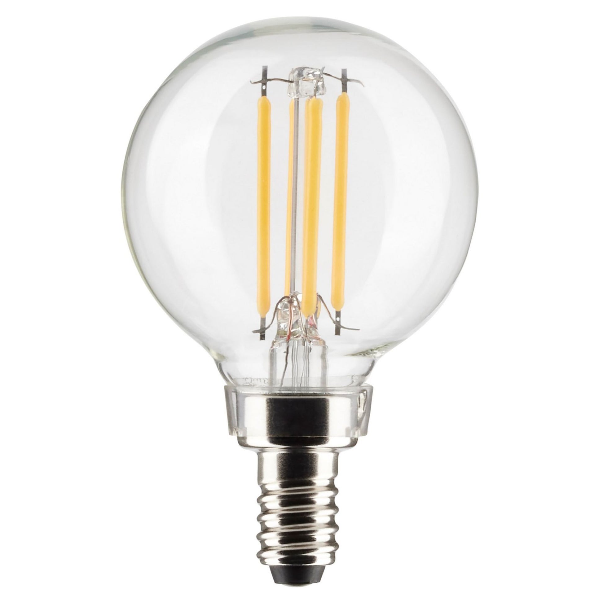 G16.5 Filament LED Globe Bulb, 6W, 500 Lumens, 60W Equal, 2700K, E12 Base, Clear, Pack of 2 - Bees Lighting