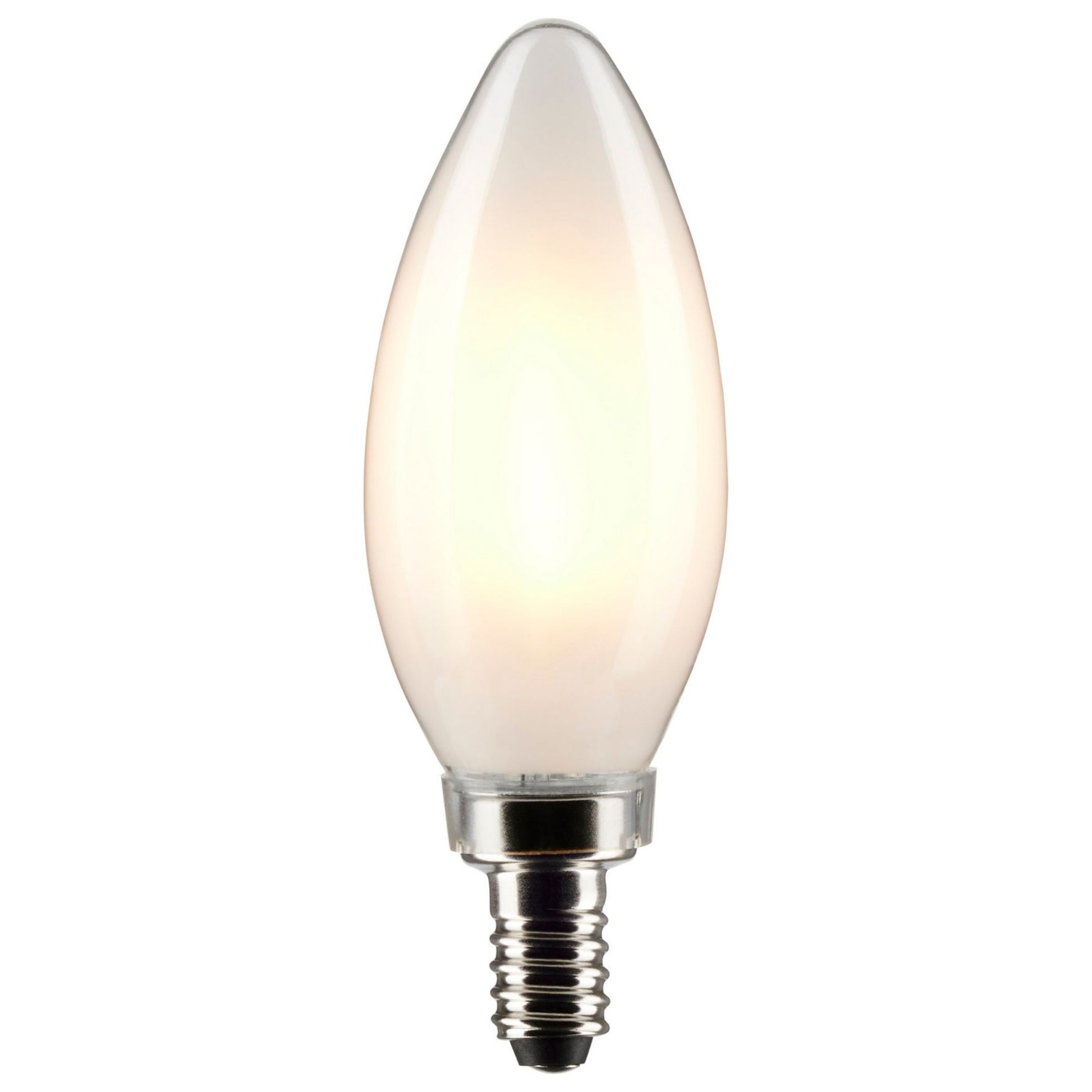 B11 Candle LED Bulb, 6W, 500 Lumens, 2700K, E12 Candelabra Base, Frosted Finish, Pack of 2 - Bees Lighting