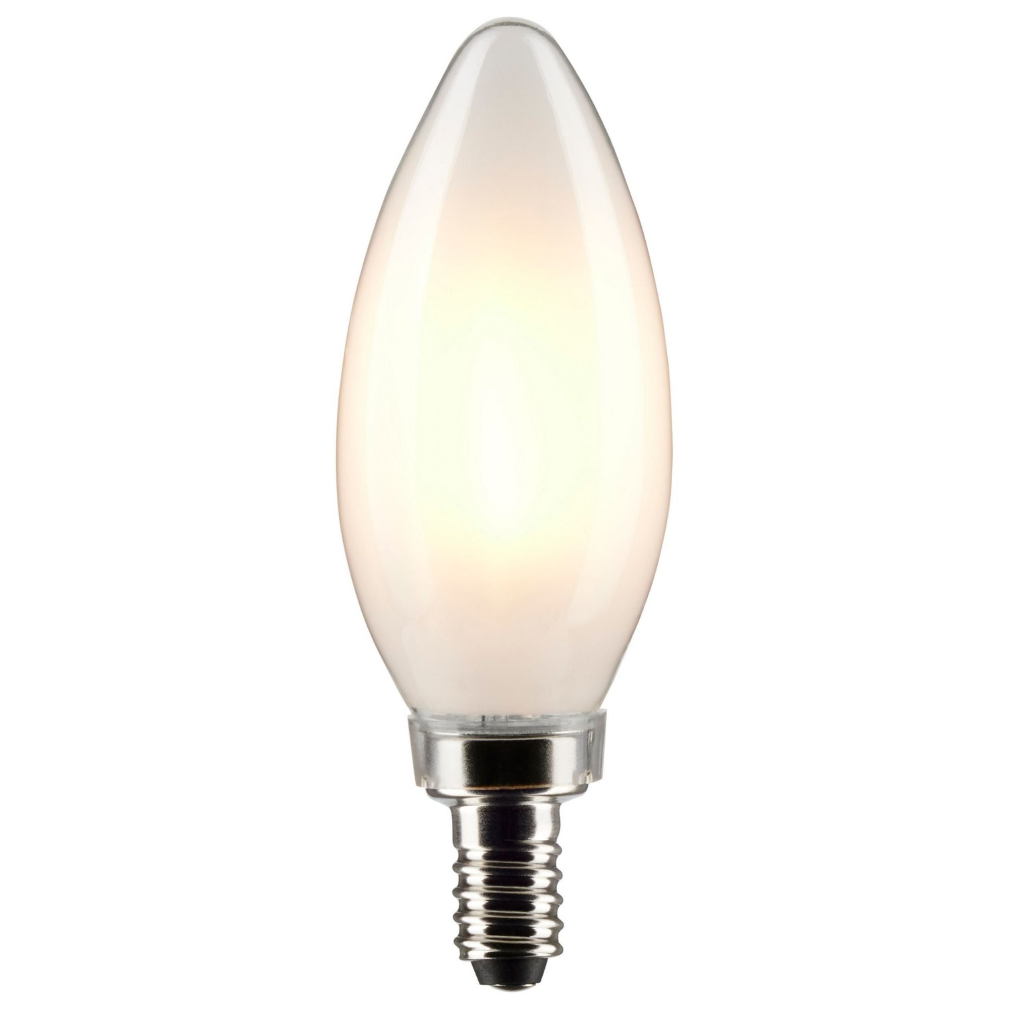 B11 Candle LED Bulb, 6W, 500 Lumens, 2700K, E12 Candelabra Base, Frosted Finish, Pack of 2 - Bees Lighting