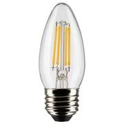 B11 Candle Filament LED Bulb, 4 Watts, 350 Lumens, 3000K, E26 Medium Base, Clear, Pack of 2 - Bees Lighting