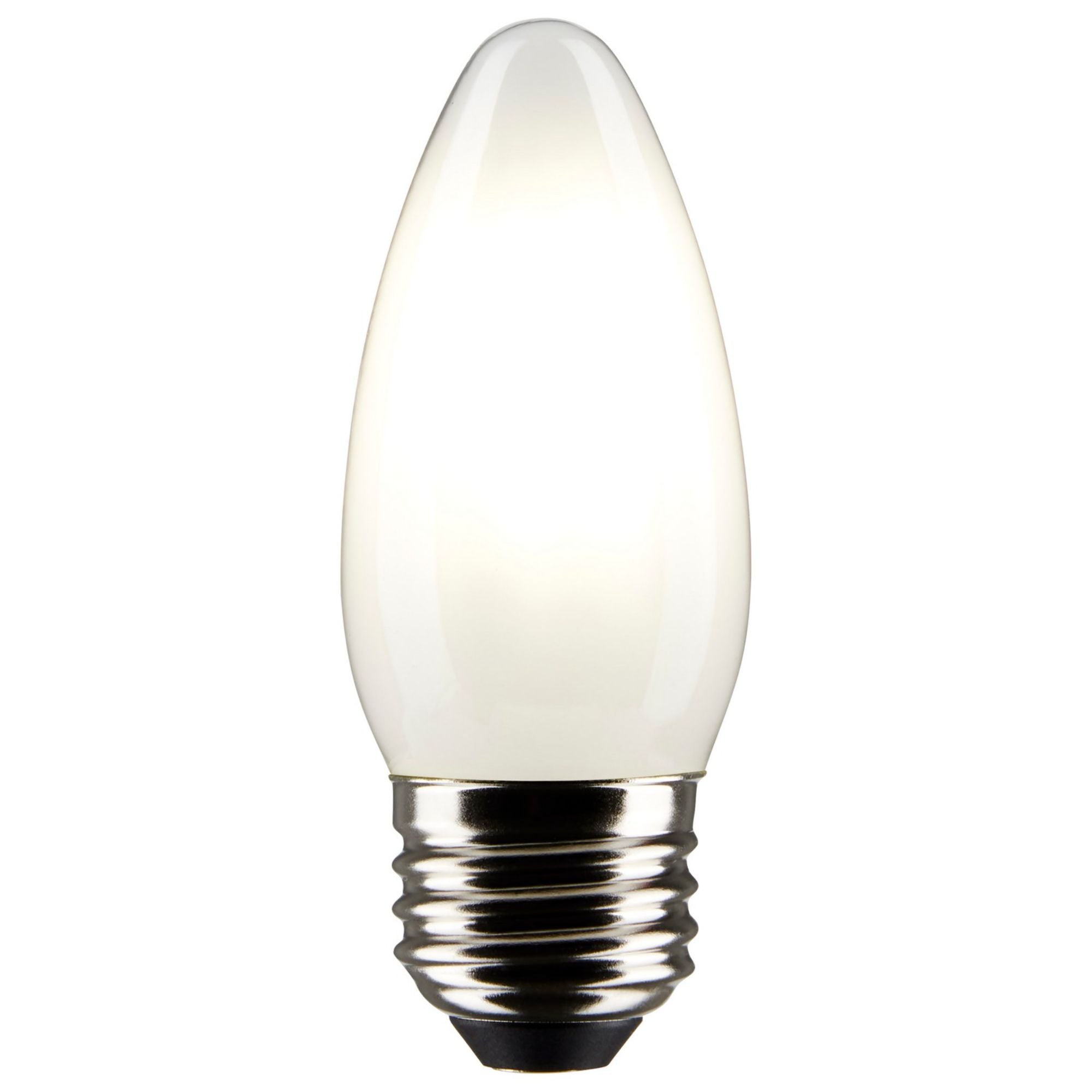 B11 Candle LED Bulb, 6 Watts, 500 Lumens, 2700K, E26 Medium Base, Frosted Finish, Pack of 2 - Bees Lighting