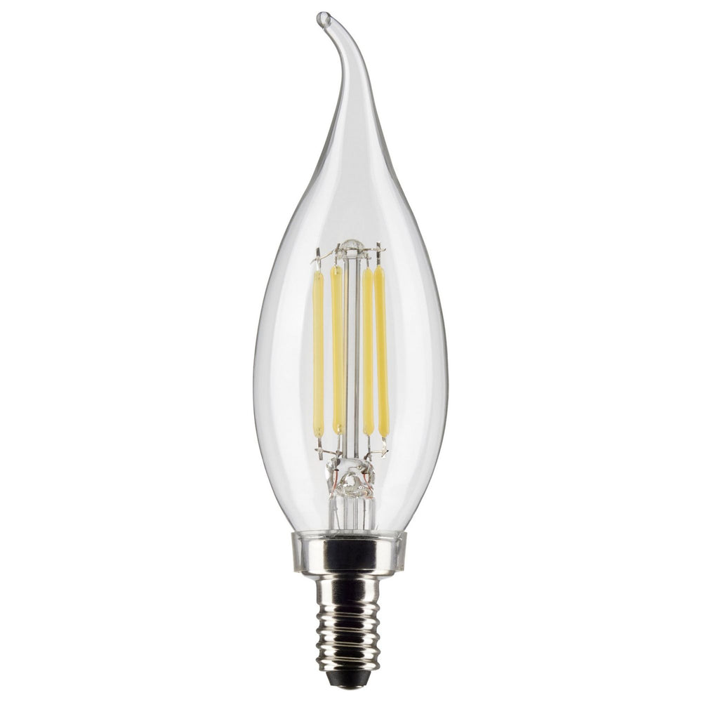 CA10 Filament LED Bulb, 4W, 350lm, 2700K, 40W Equal, E12 Candelabra Base, Clear, Pack of 2 - Bees Lighting