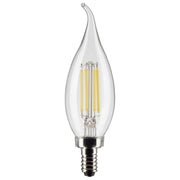 CA10 Filament LED Bulb, 6W, 500lm, 2700K, 60W Equal, E12 Candelabra Base, Clear, Pack of 2 - Bees Lighting