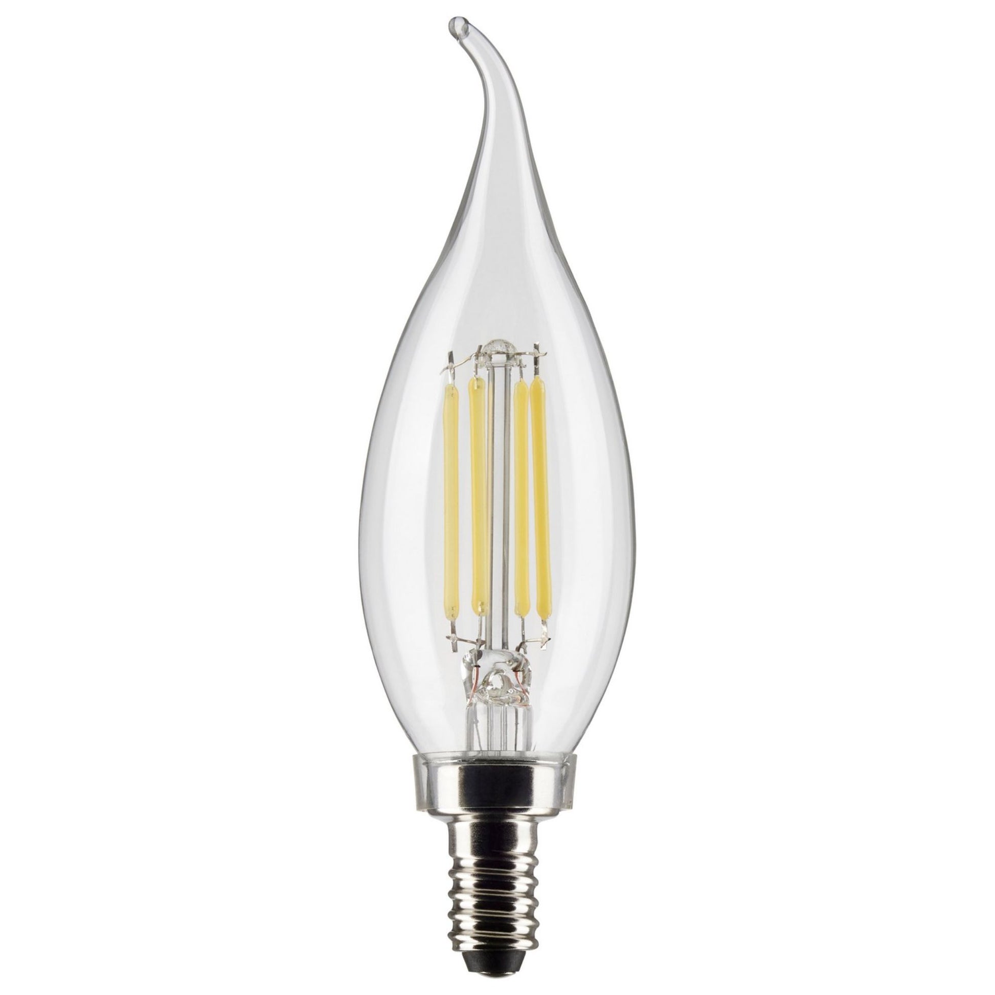 CA10 Filament LED Bulb, 6W, 500lm, 2700K, 60W Equal, E12 Candelabra Base, Clear, Pack of 2 - Bees Lighting