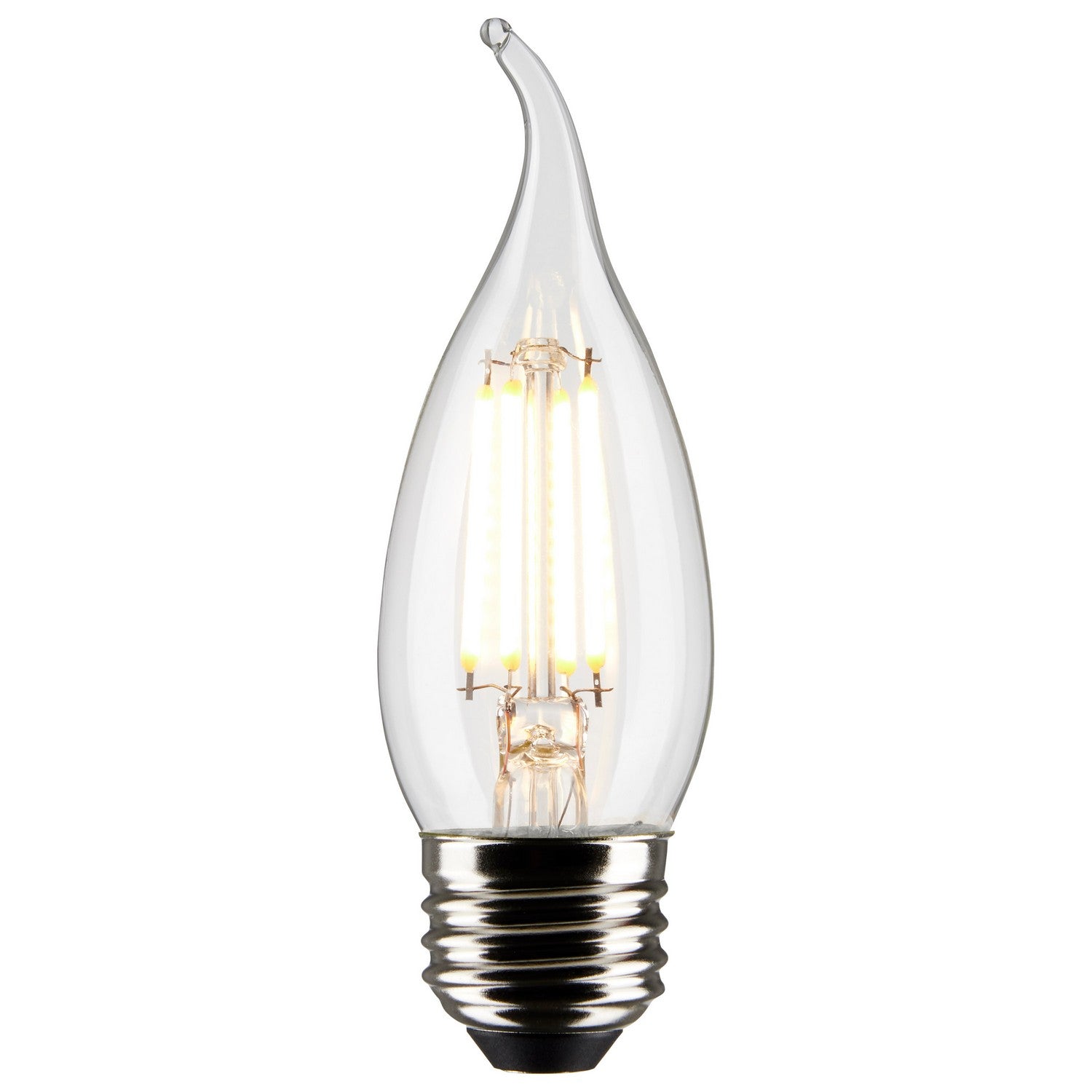 CA10 Filament LED Bulb, 4W, 350lm, 2700K, 40W Equal, E26 Medium Base, Clear, Pack of 2 - Bees Lighting