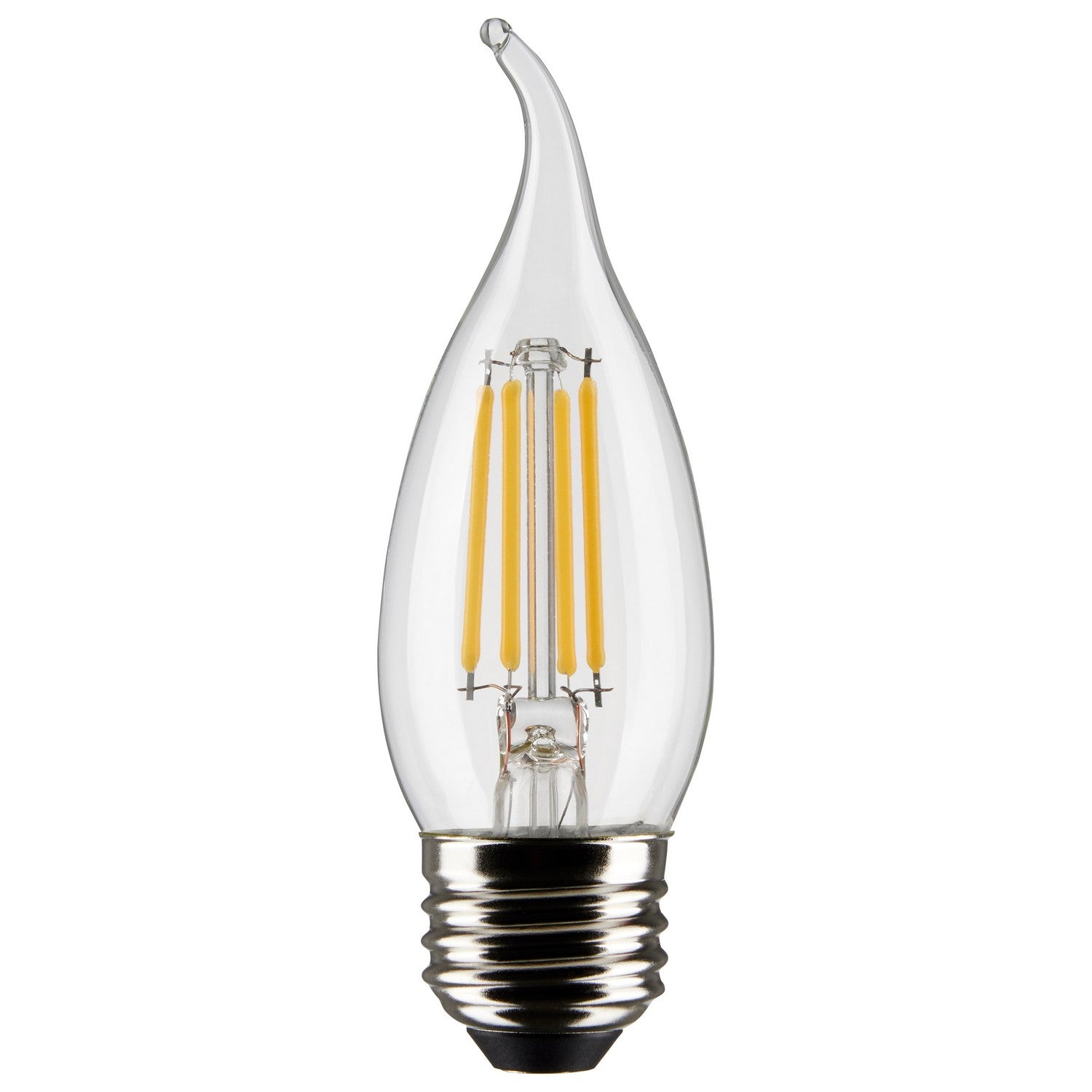 CA10 Filament LED Bulb, 4W, 350lm, 2700K, 40W Equal, E26 Medium Base, Clear, Pack of 2 - Bees Lighting