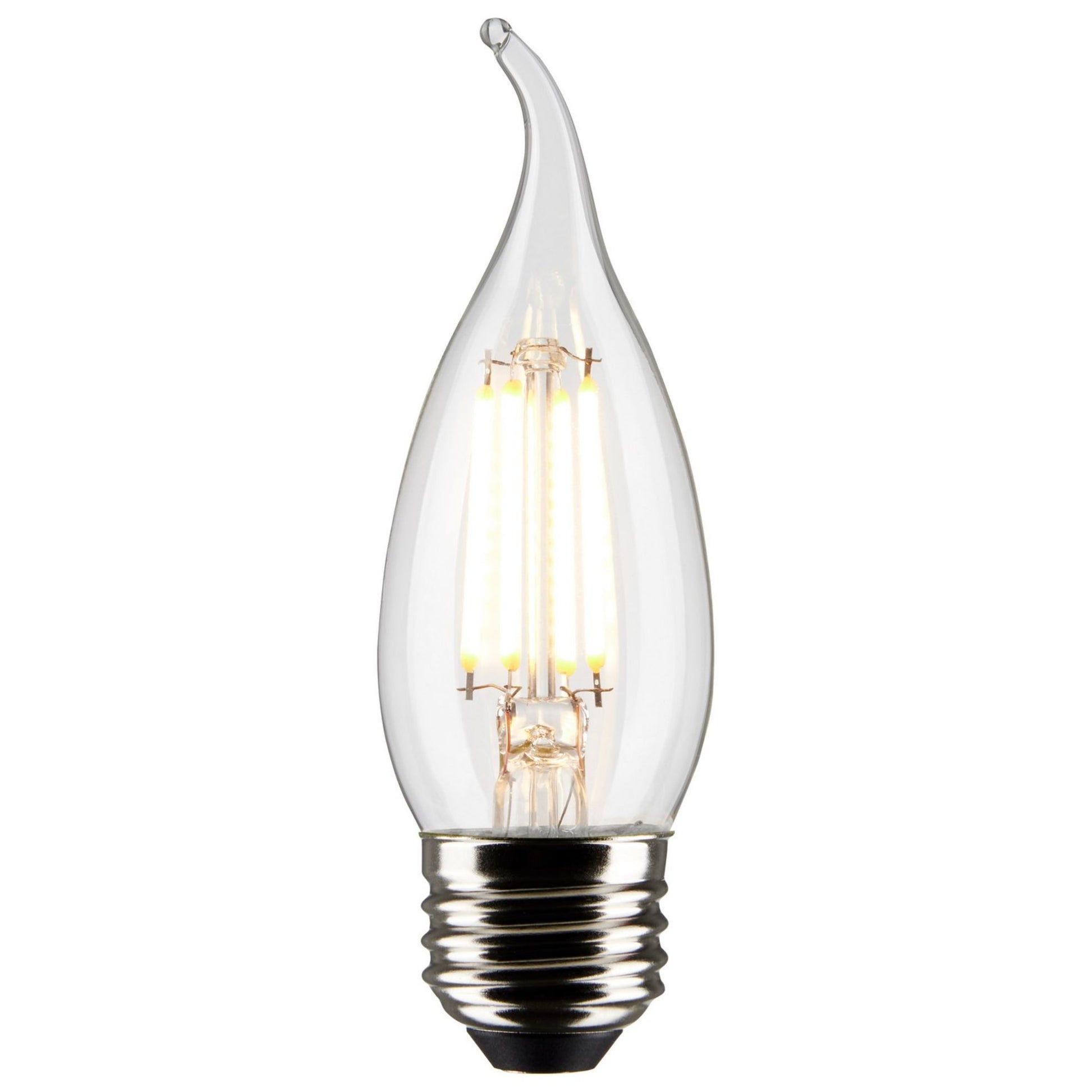 CA10 Filament LED Bulb, 6W, 500lm, 2700K, 60W Equal, E26 Medium Base, Clear, Pack of 2 - Bees Lighting