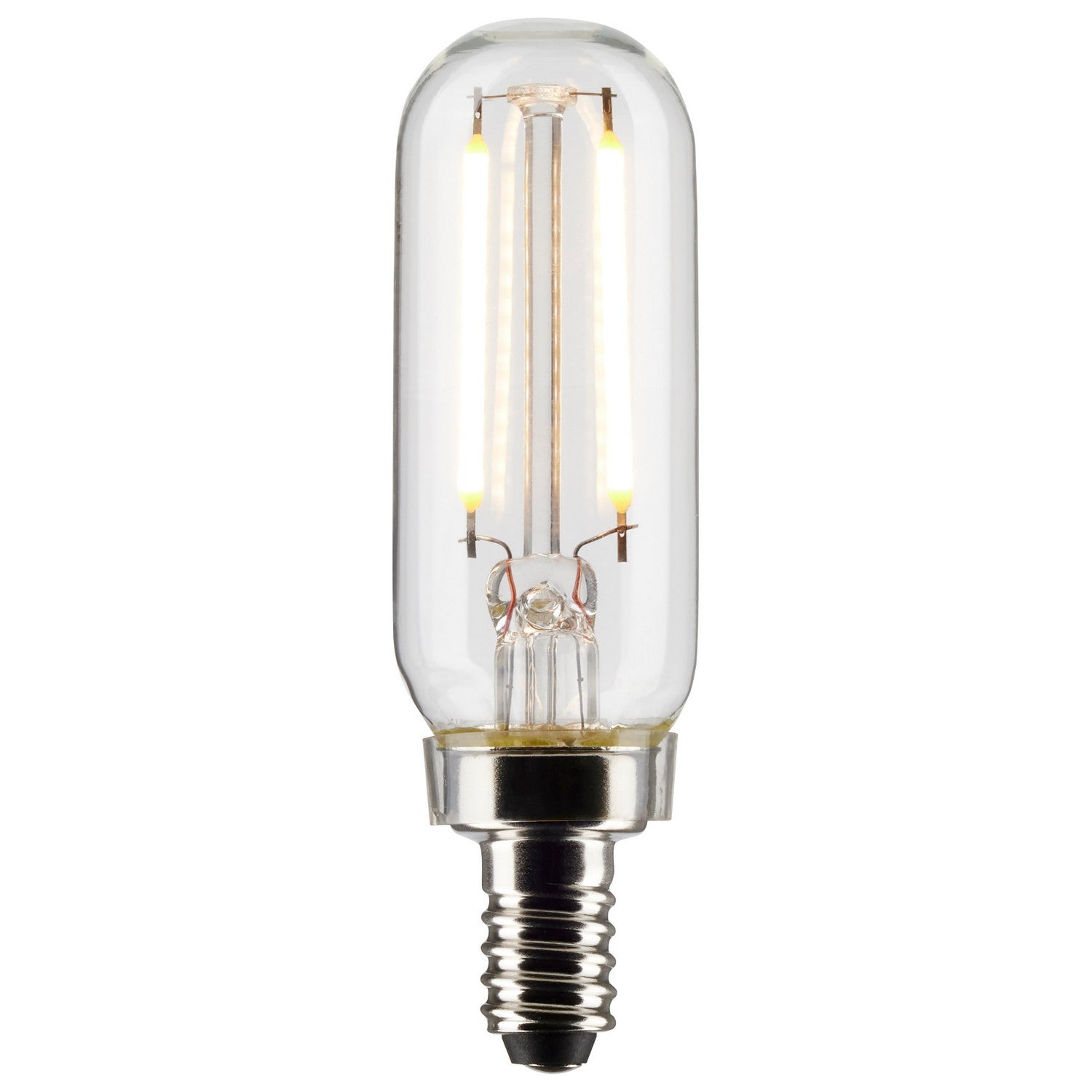 T6 LED Single Tube Bulb, 3W, 200lm, 2700K, E12 Candelabra Base, Clear Finish, Pack of 2 - Bees Lighting