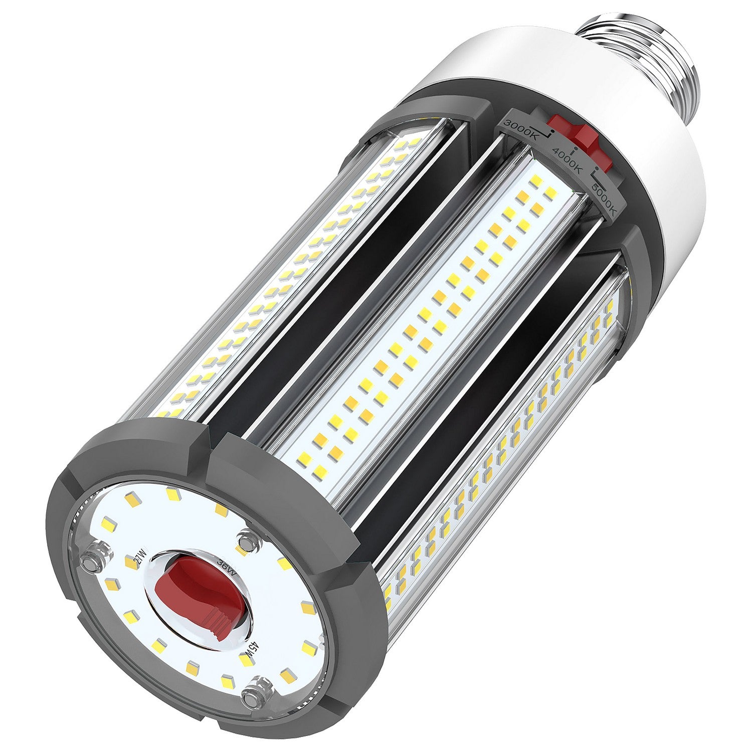 Hi-Pro Retrofit LED Corn Bulb, 27W|36W|45W, 6300lm, 30K|40K|50K, E26 Base, 120-277V - Bees Lighting