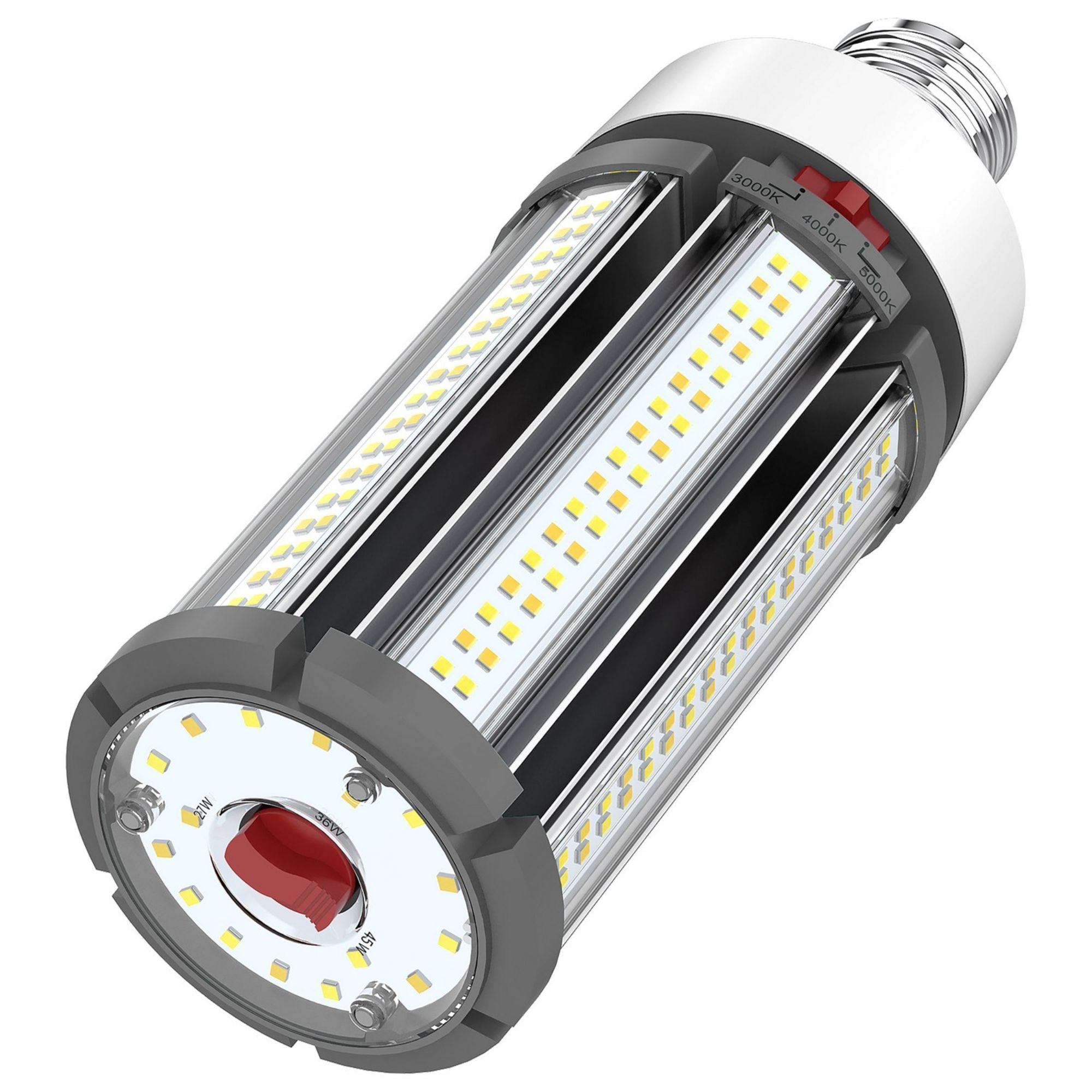 Hi-Pro Retrofit LED Corn Bulb, 27W|36W|45W, 6300lm, 30K|40K|50K, E26 Base, 120-277V - Bees Lighting
