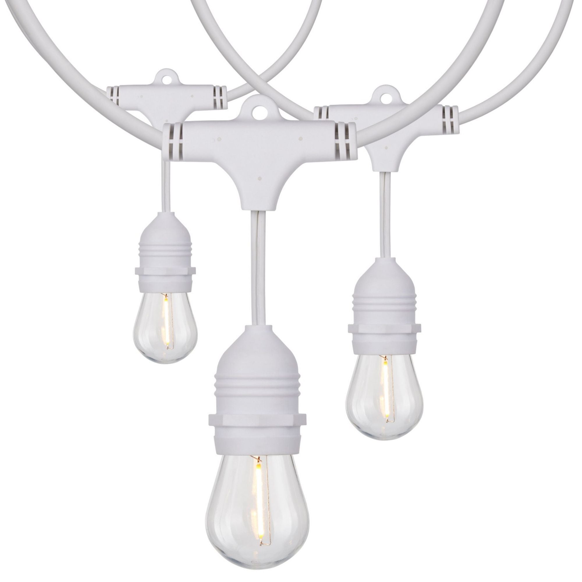 Indoor/Outdoor 24 Feet LED String Light, 12-S14 bulbs, 2200K, White Cord - Bees Lighting