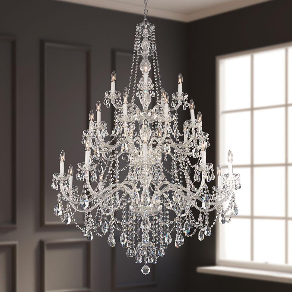 Arlington 25 Lights Polished Silver Chandelier with Clear Heritage Crystals