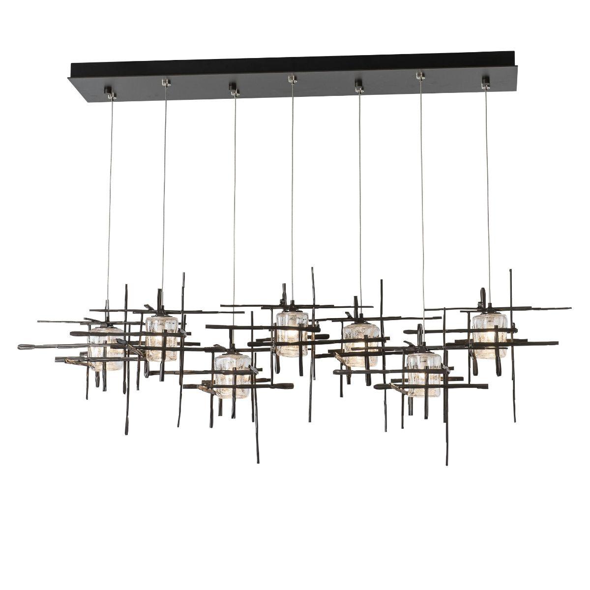 Tura 54 in. 7 Lights Linear Pendant Light with Long Height Seeded Glass - Bees Lighting