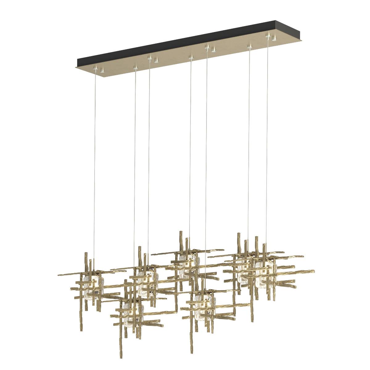 Tura 54 in. 7 Lights Linear Pendant Light with Standard Height Seeded Glass - Bees Lighting