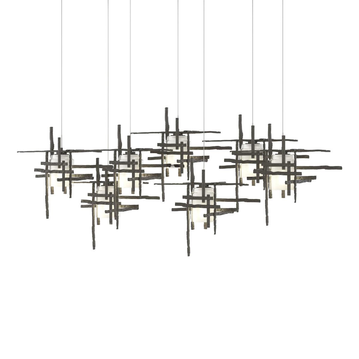 Tura 54 in. 7 Lights Linear Pendant Light with Long Height Frosted Glass - Bees Lighting
