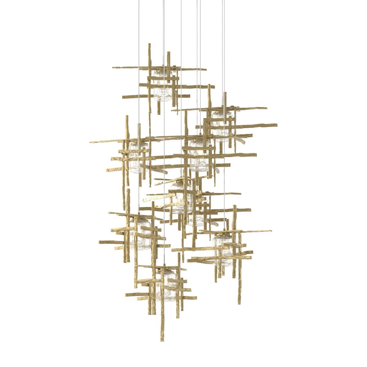Tura 9 Lights Pendant Light with Long Height Seeded Glass