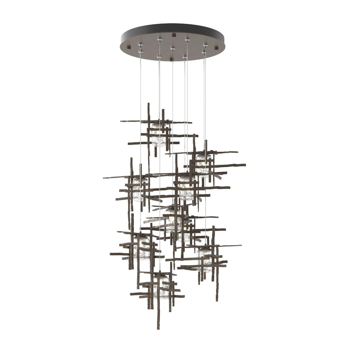 Tura 9 Lights Pendant Light with Standard Height Seeded Glass