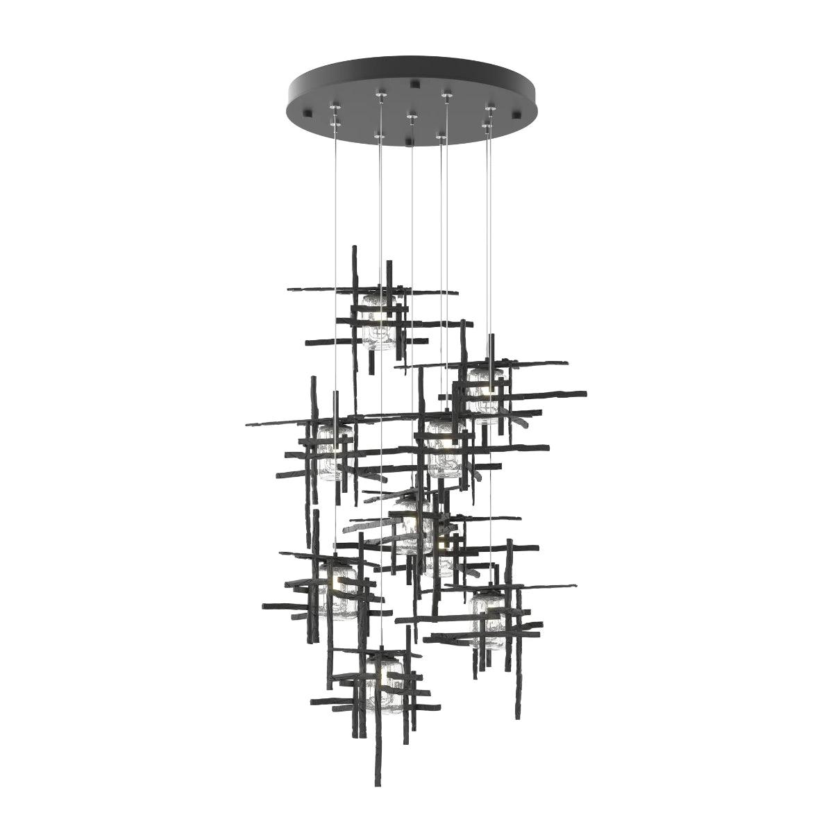 Tura 9 Lights Pendant Light with Standard Height Seeded Glass