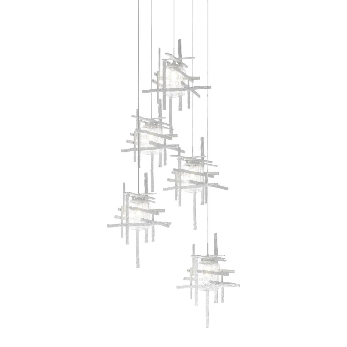 Tura 5 lights Pendant Light with Long Height Seeded Glass - Bees Lighting