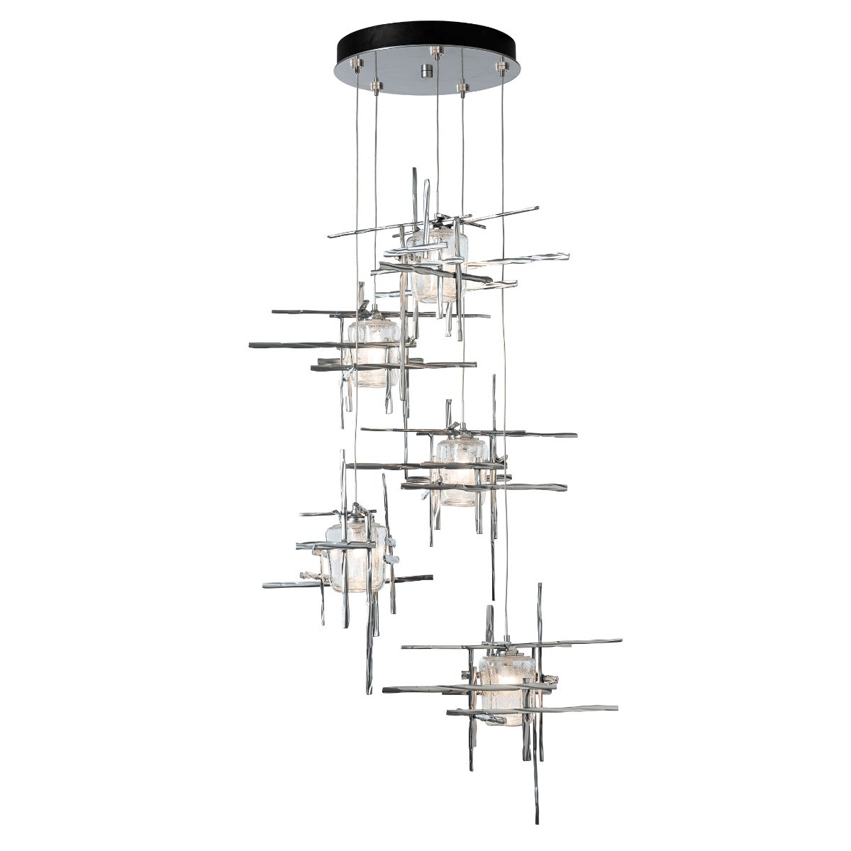 Tura 5 lights Pendant Light with Long Height Seeded Glass