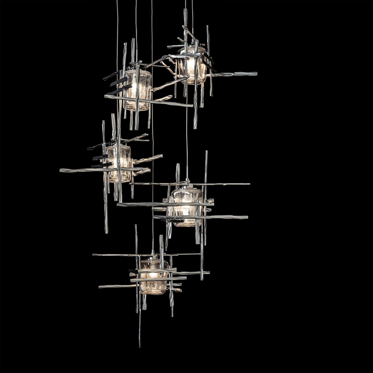Tura 5 lights Pendant Light with Standard Height Seeded Glass