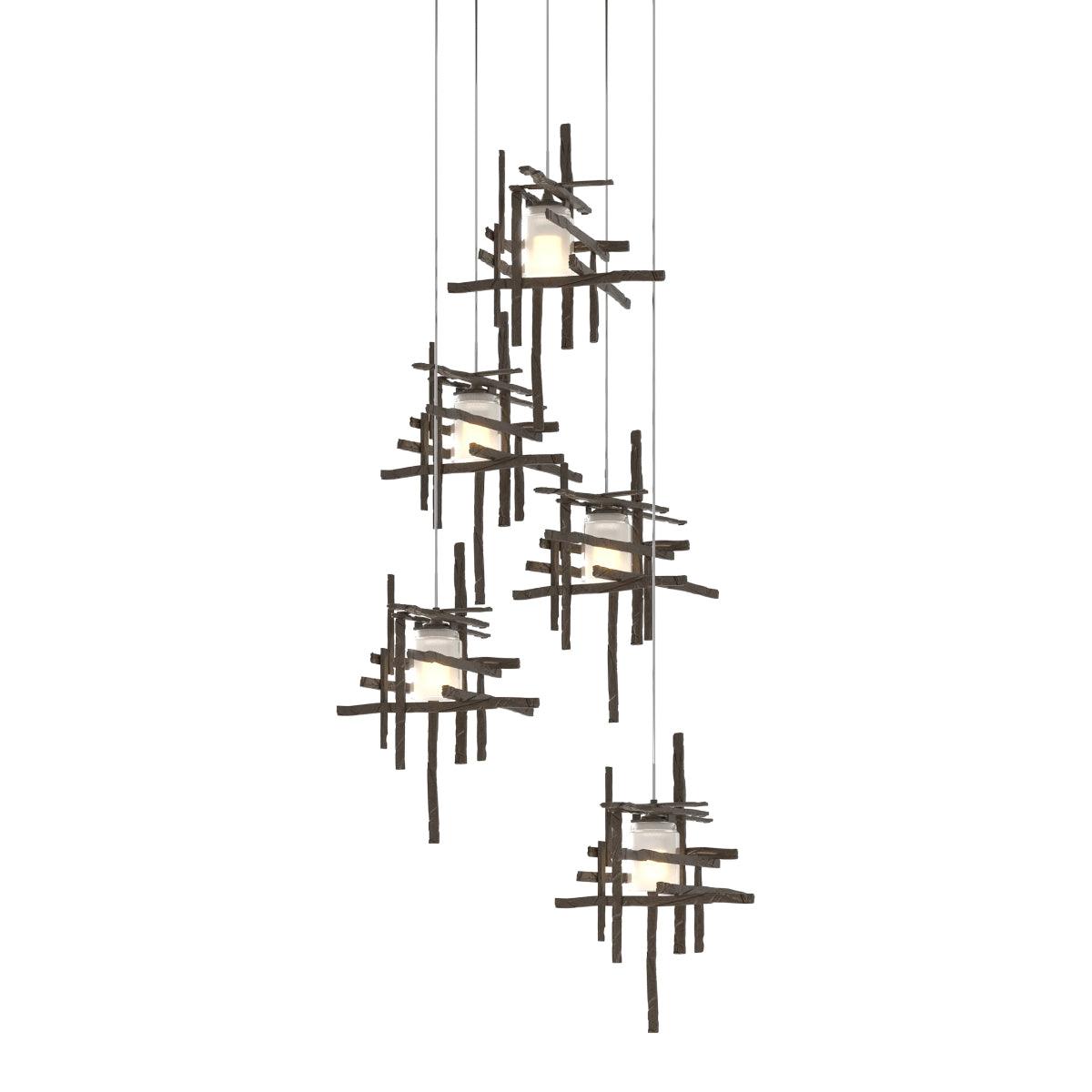 Tura 5 lights Pendant Light with Long Height Frosted Glass