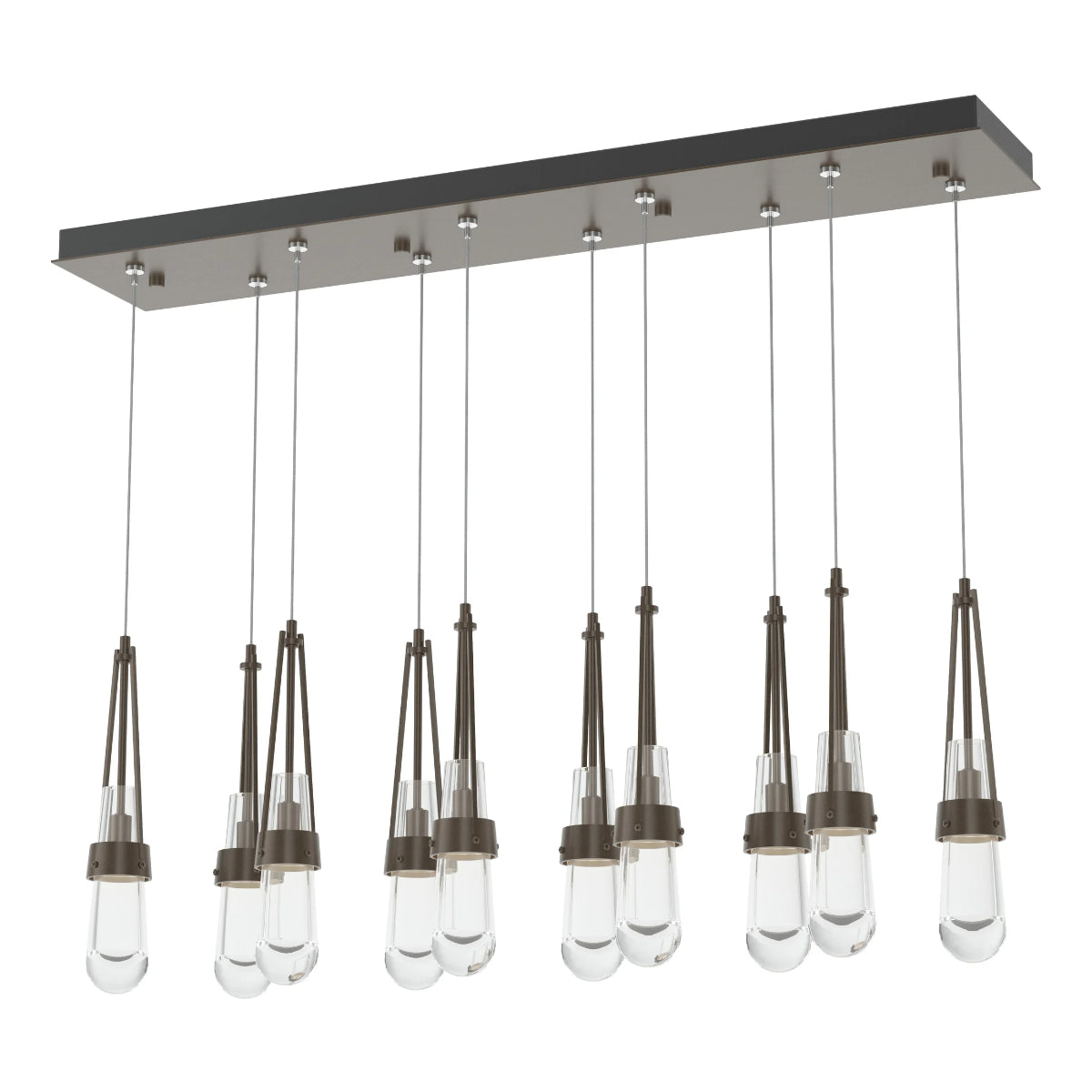 Link 45 in. 10 Lights Linear Pendant Light with Standard Height Clear Glass