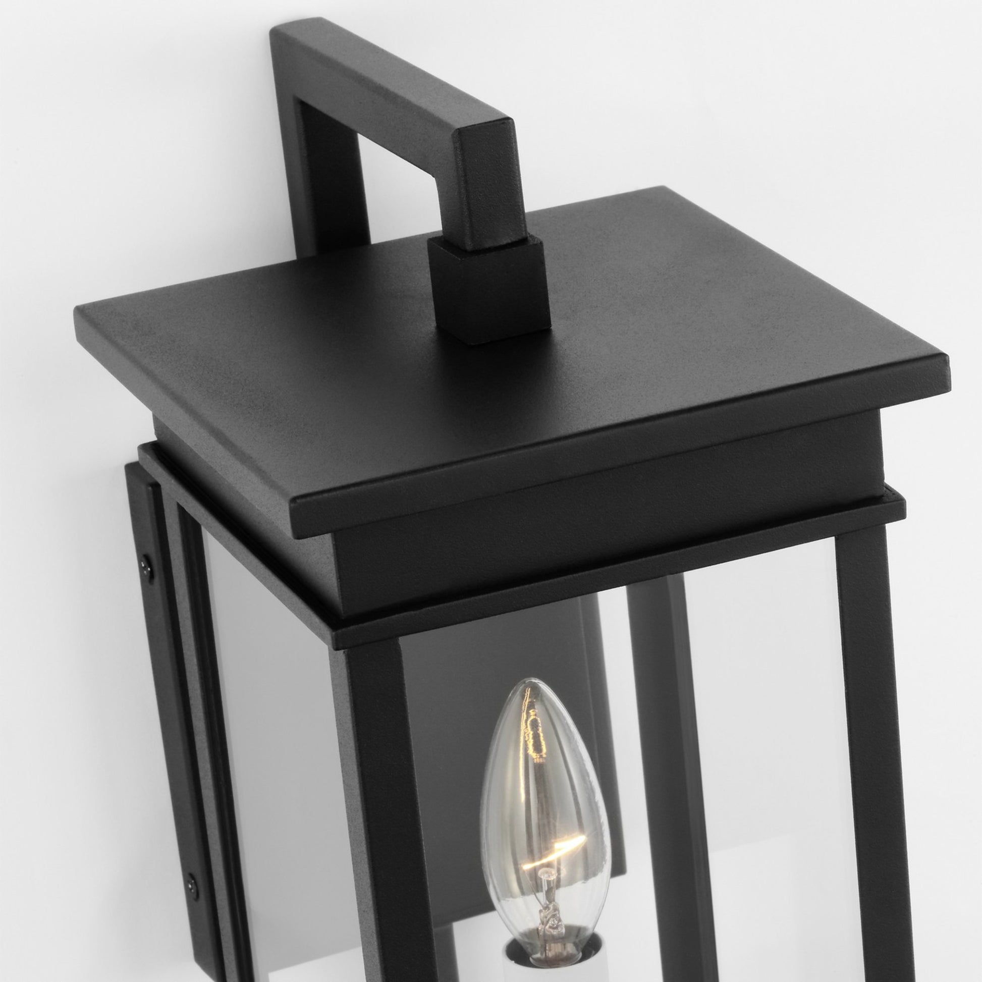Cupertino 15" Small Bracket Wall Lantern, Textured Black Finish - Bees Lighting