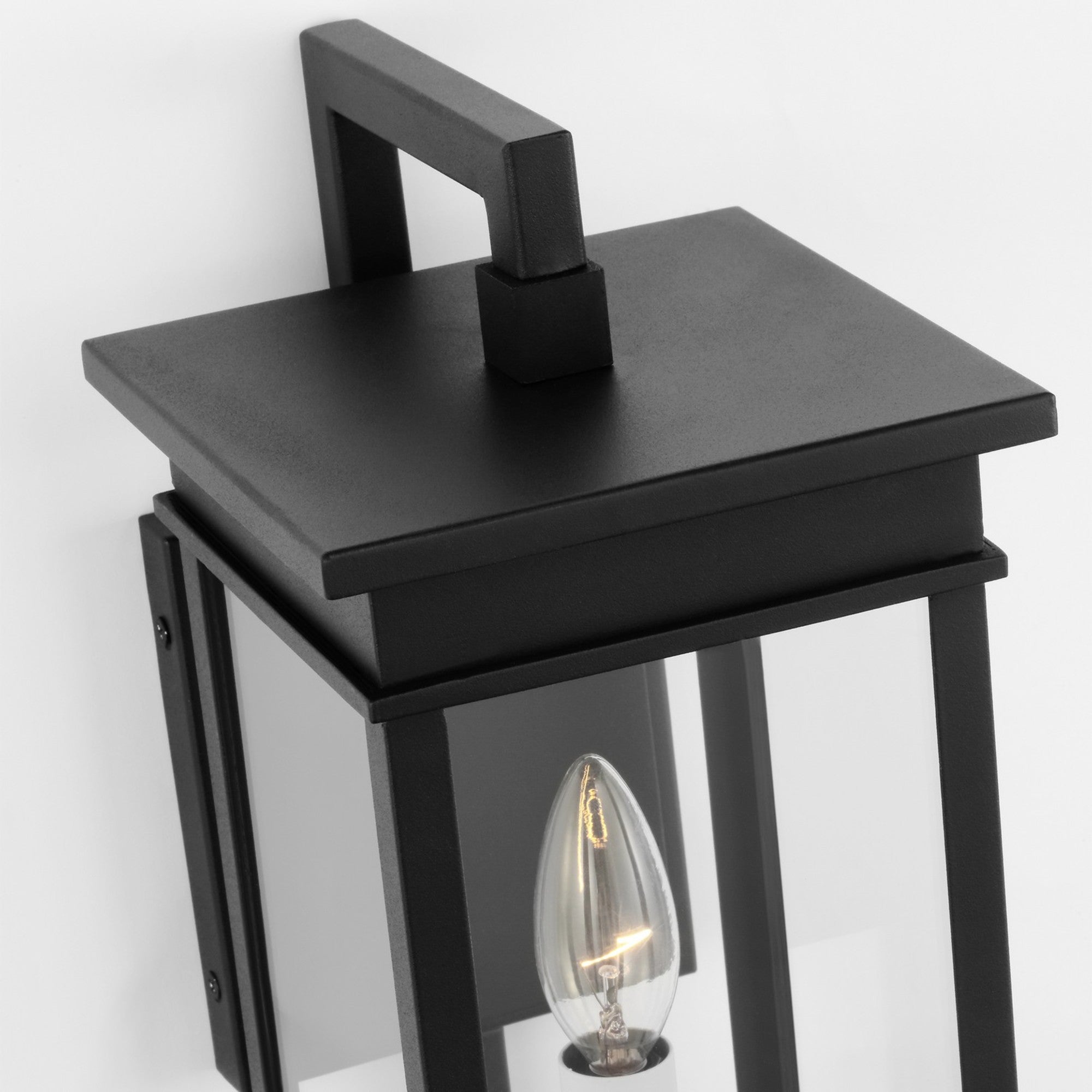 Cupertino 15" Small Bracket Wall Lantern, Textured Black Finish - Bees Lighting