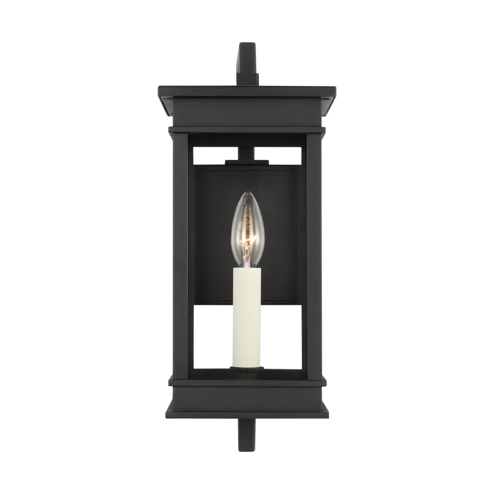Cupertino 15" Small Bracket Wall Lantern, Textured Black Finish - Bees Lighting