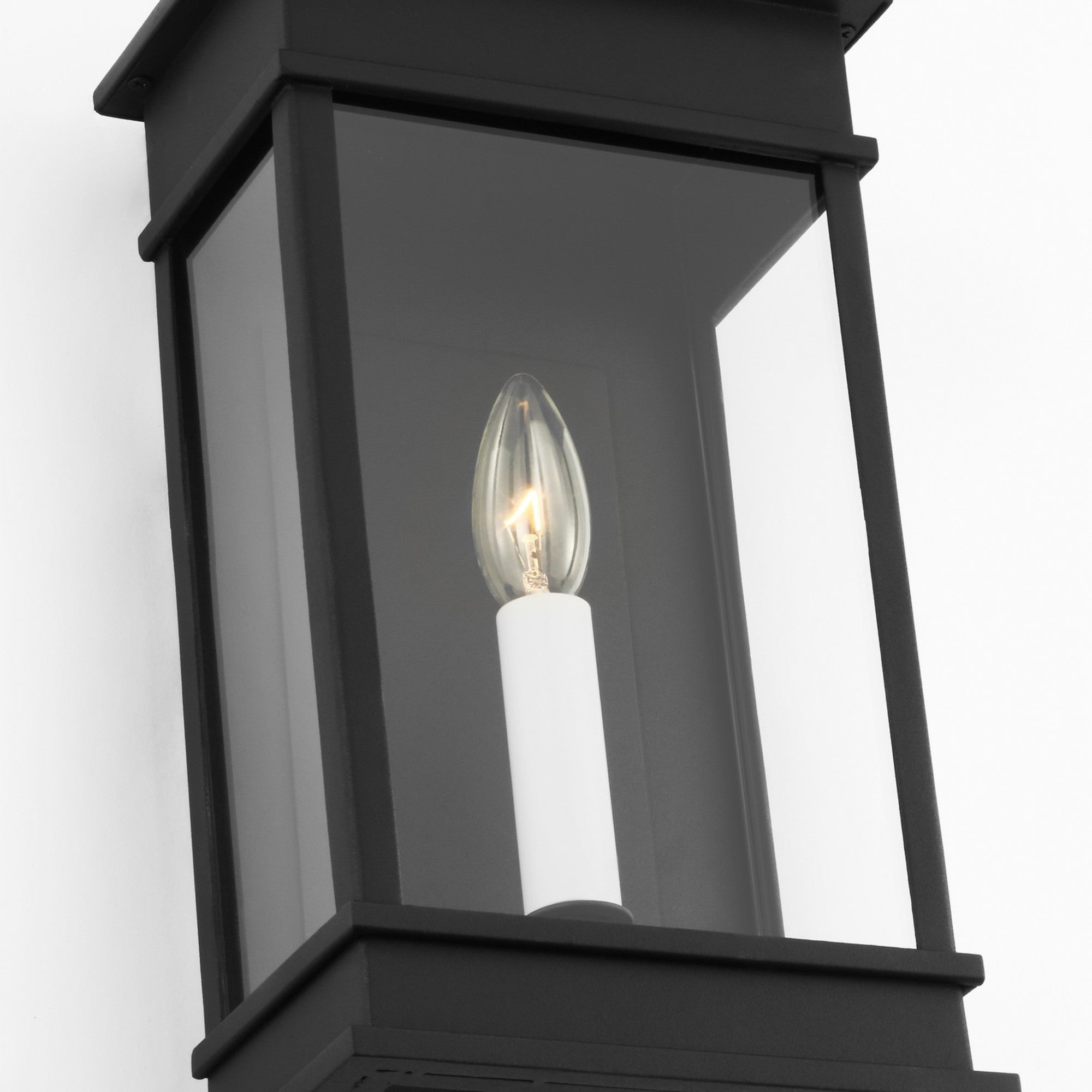 Cupertino 13" Small Wall Lantern, Textured Black Finish - Bees Lighting