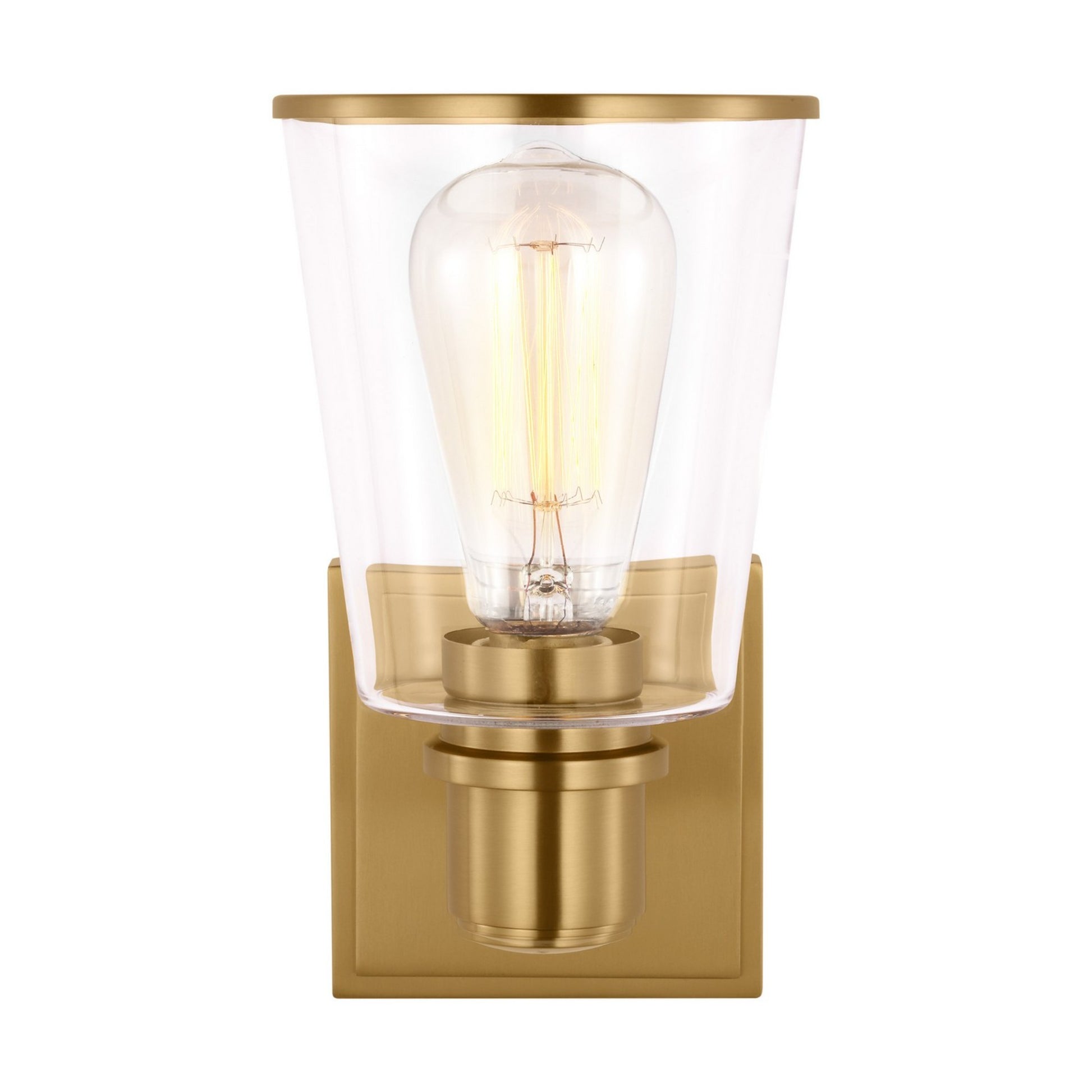 Alessa 9" Bathroom Sconce, Burnished Brass Finish - Bees Lighting