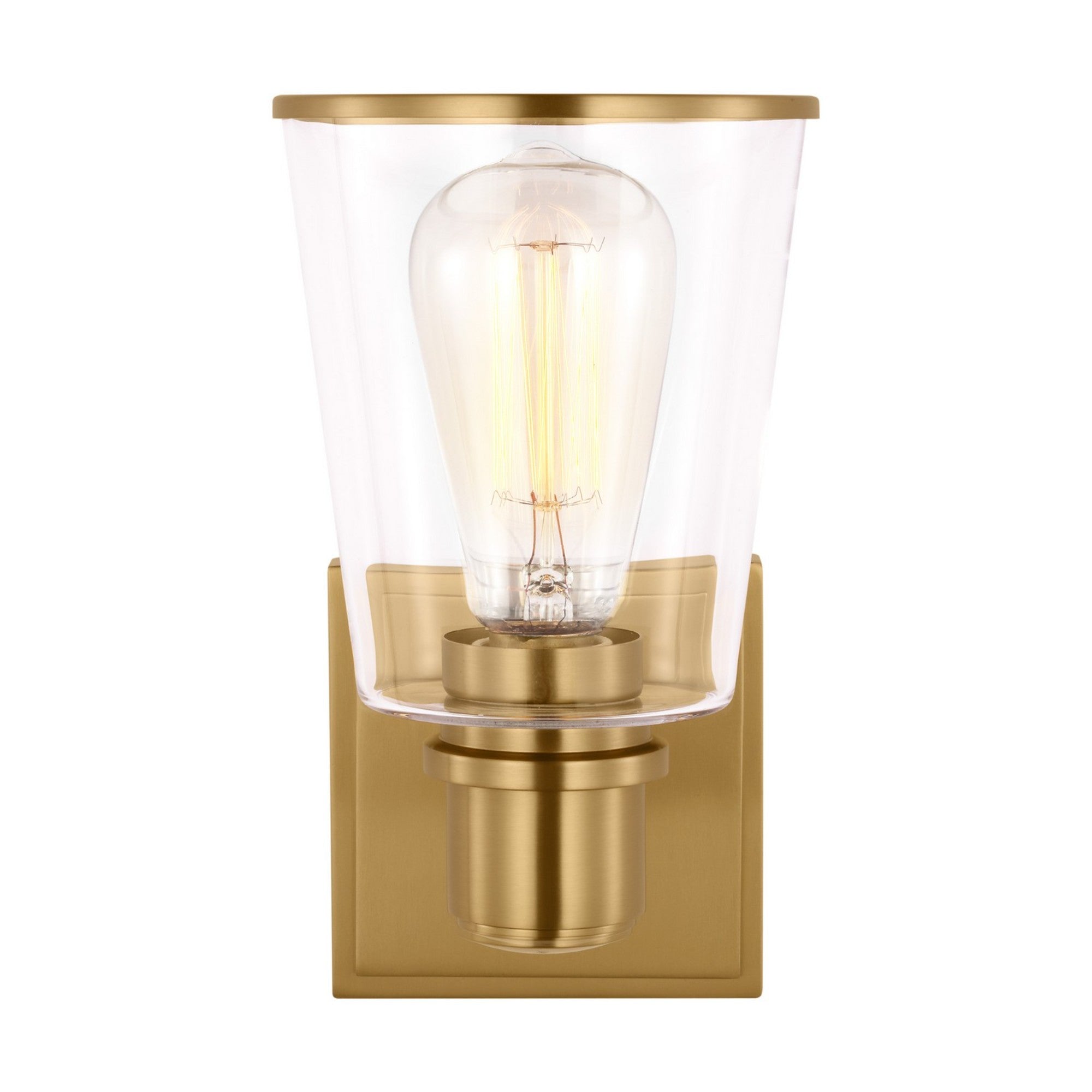 Alessa 9" Bathroom Sconce, Burnished Brass Finish - Bees Lighting