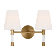 Hanover 15" 2-Light Bathroom Vanity, Burnished Brass Finish - Bees Lighting