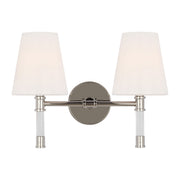 Hanover 15" 2-Light Bathroom Vanity, Polished Nickel Finish - Bees Lighting