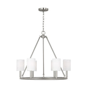 Egmont 28" 6-Light Large Chandelier, Brushed Steel Finish - Bees Lighting