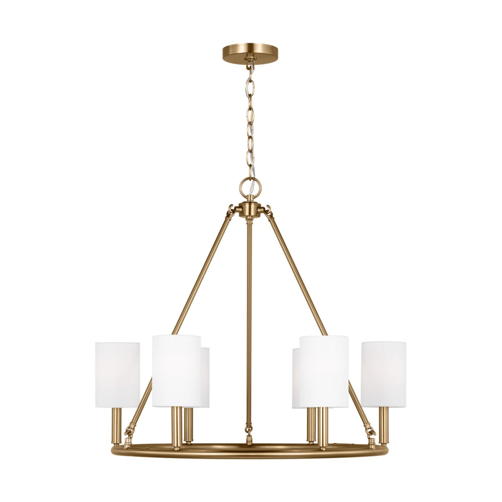 Egmont 28" 6-Light Large Chandelier, Satin Brass Finish - Bees Lighting