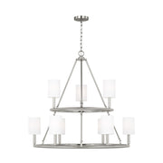 Egmont 36" 9-Light X-Large Chandelier, Brushed Steel Finish - Bees Lighting