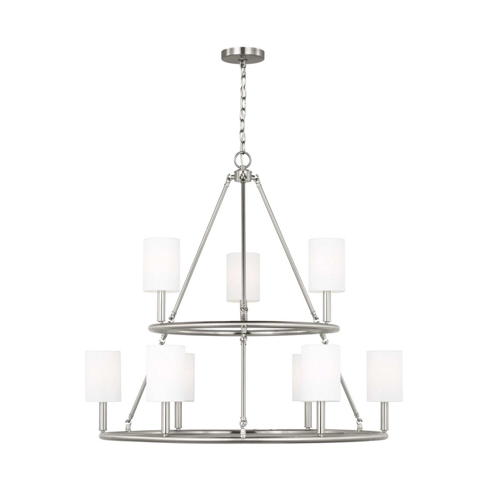Egmont 36" 9-Light X-Large Chandelier, Brushed Steel Finish - Bees Lighting