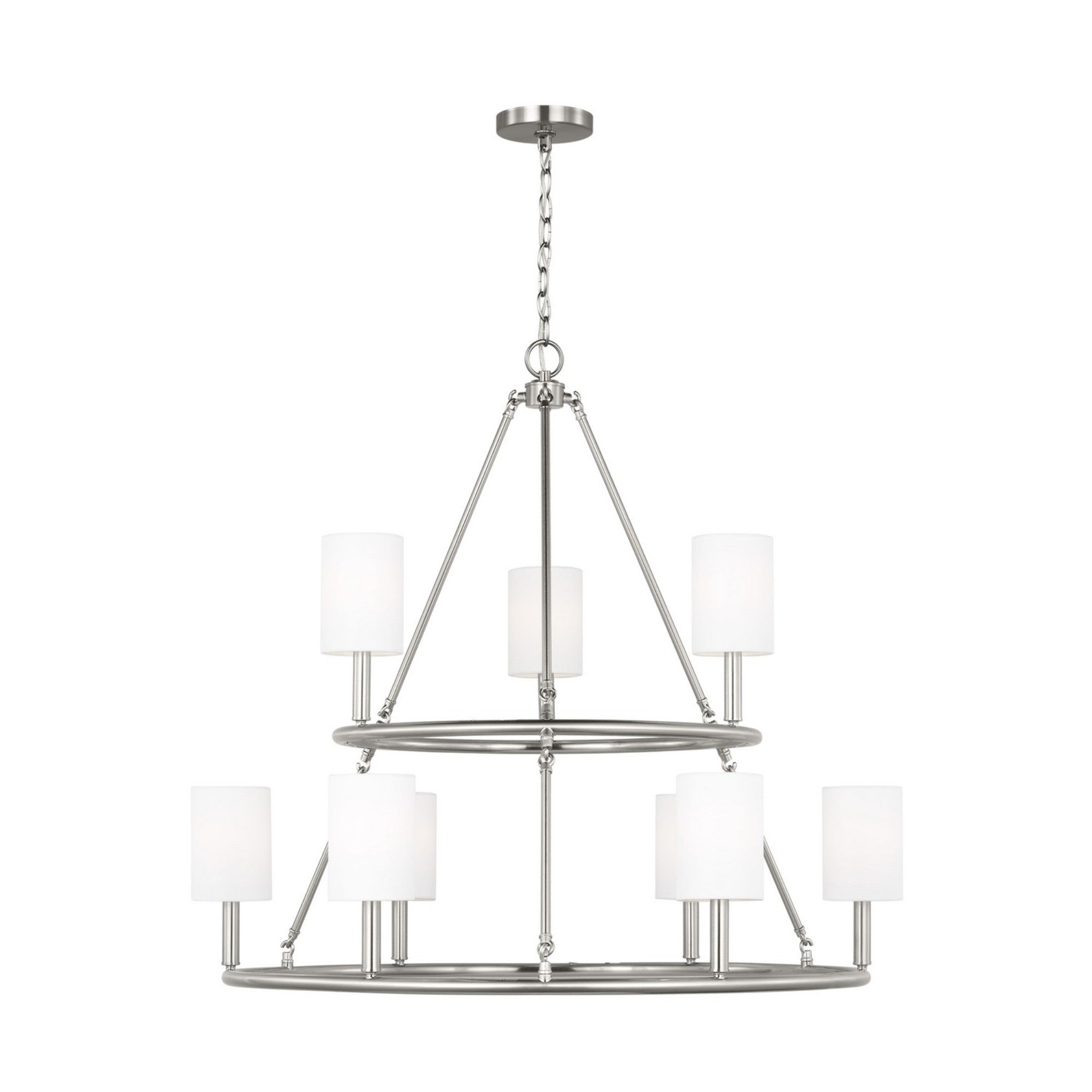 Egmont 36" 9-Light X-Large Chandelier, Brushed Steel Finish - Bees Lighting