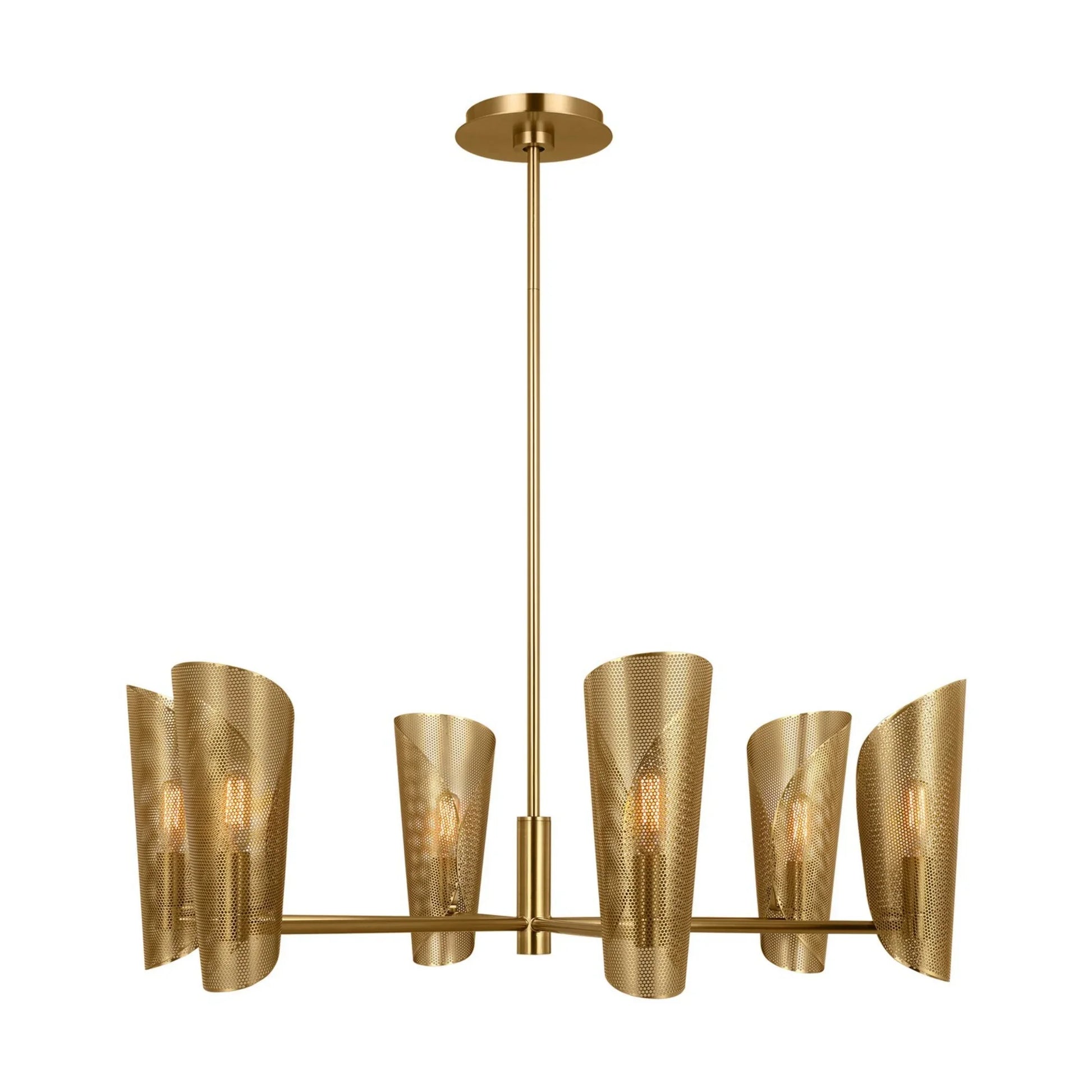 Plivot 32" 6-Light Large Chandelier, Burnished Brass Finish - Bees Lighting