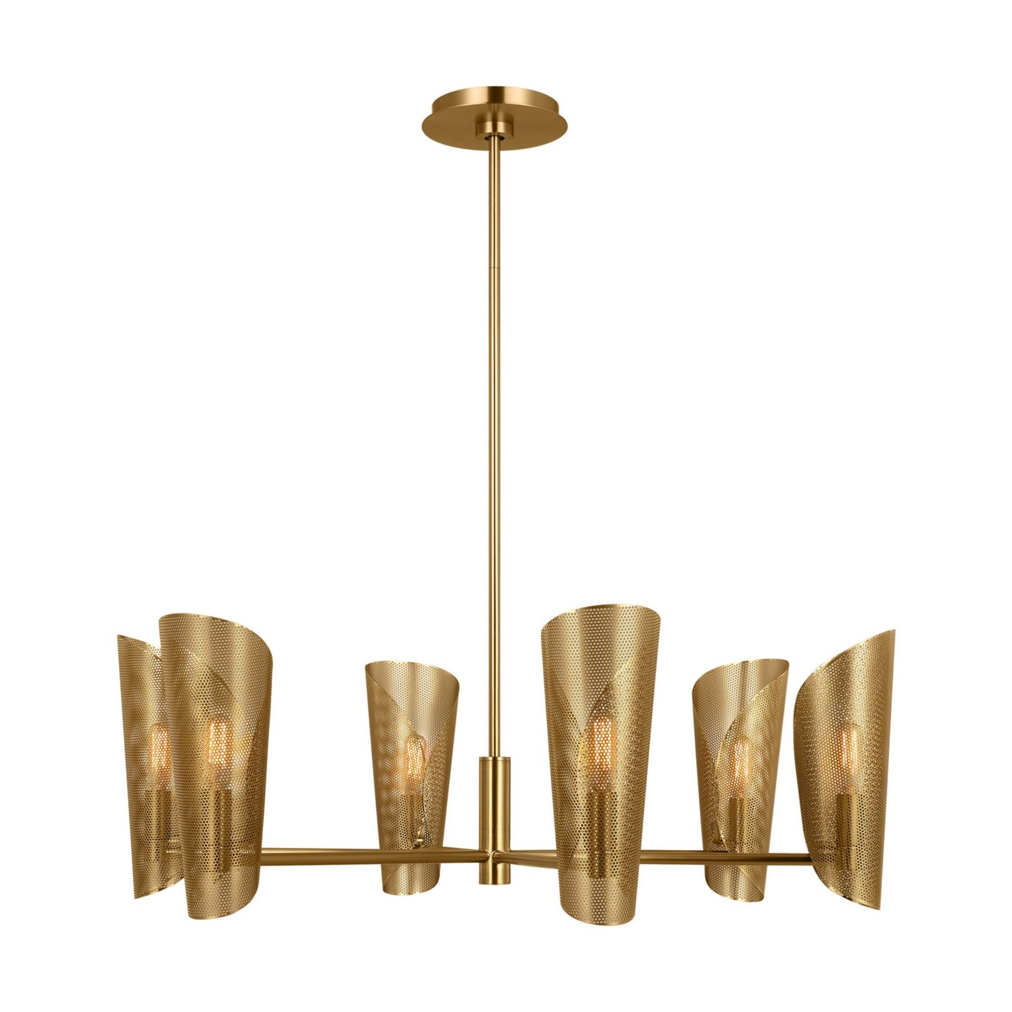 Plivot 32" 6-Light Large Chandelier, Burnished Brass Finish - Bees Lighting