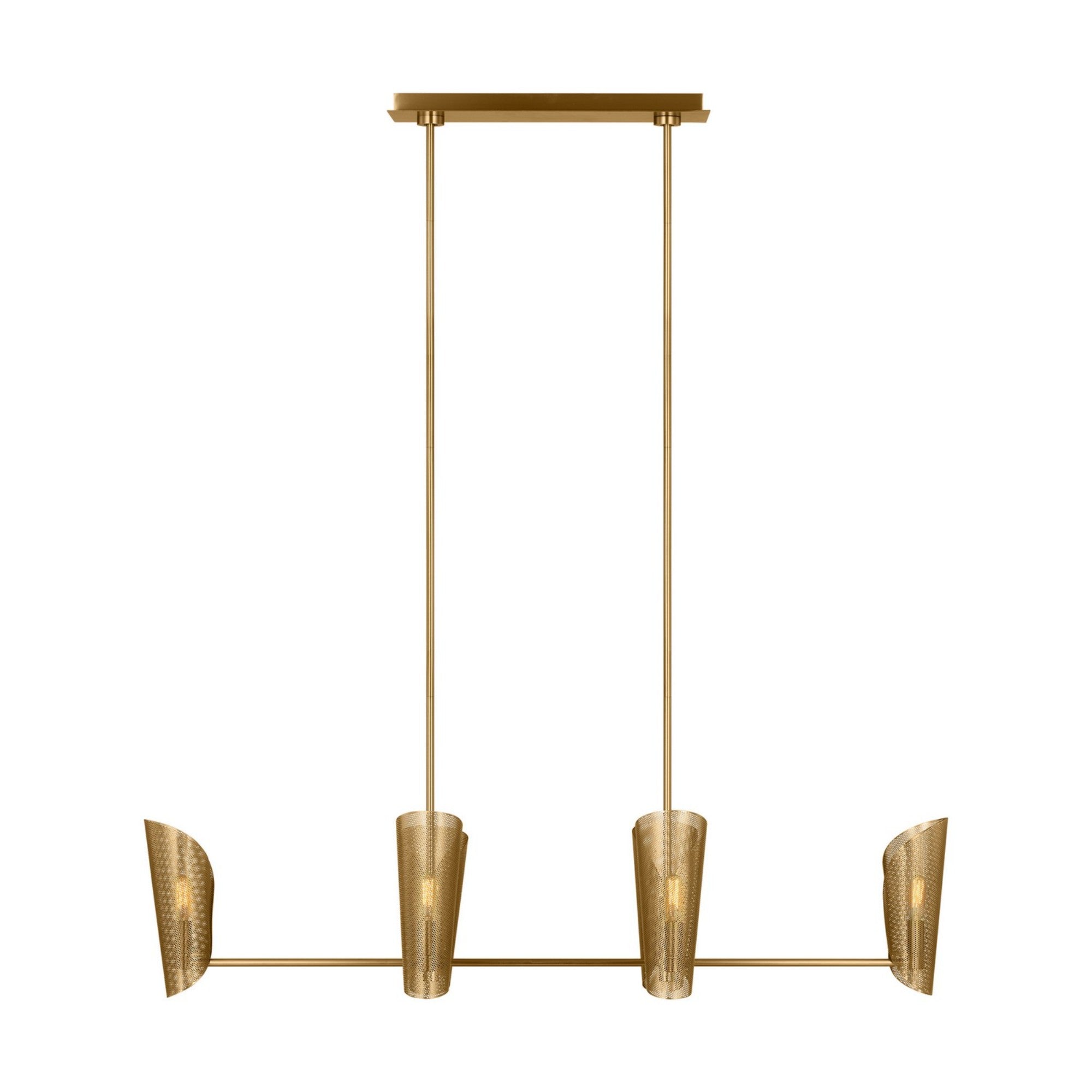 Plivot 48" 6-Light Large Linear Chandelier, Burnished Brass Finish - Bees Lighting
