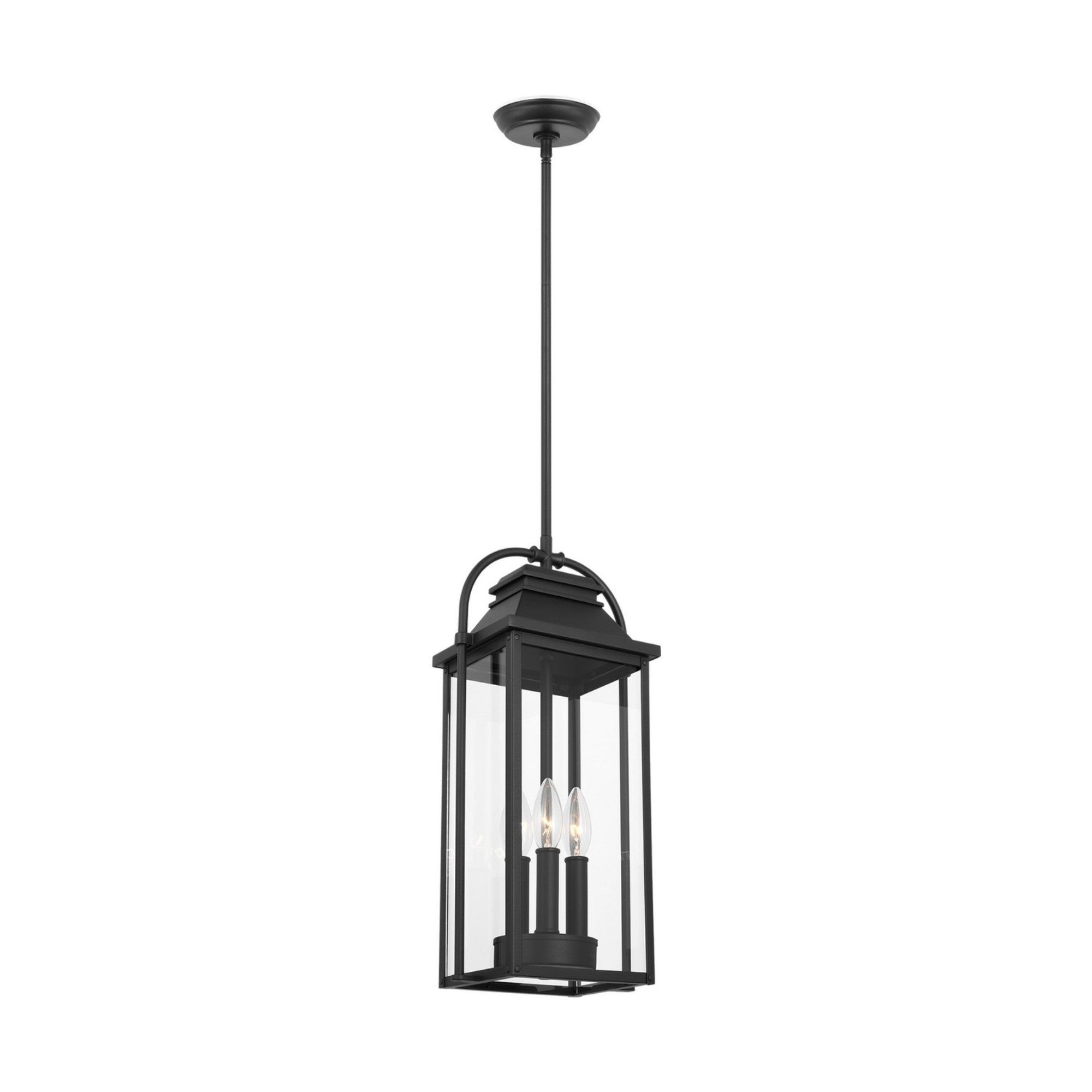 Wellsworth 19" 3-Light Outdoor Pendant, Textured Black Finish - Bees Lighting