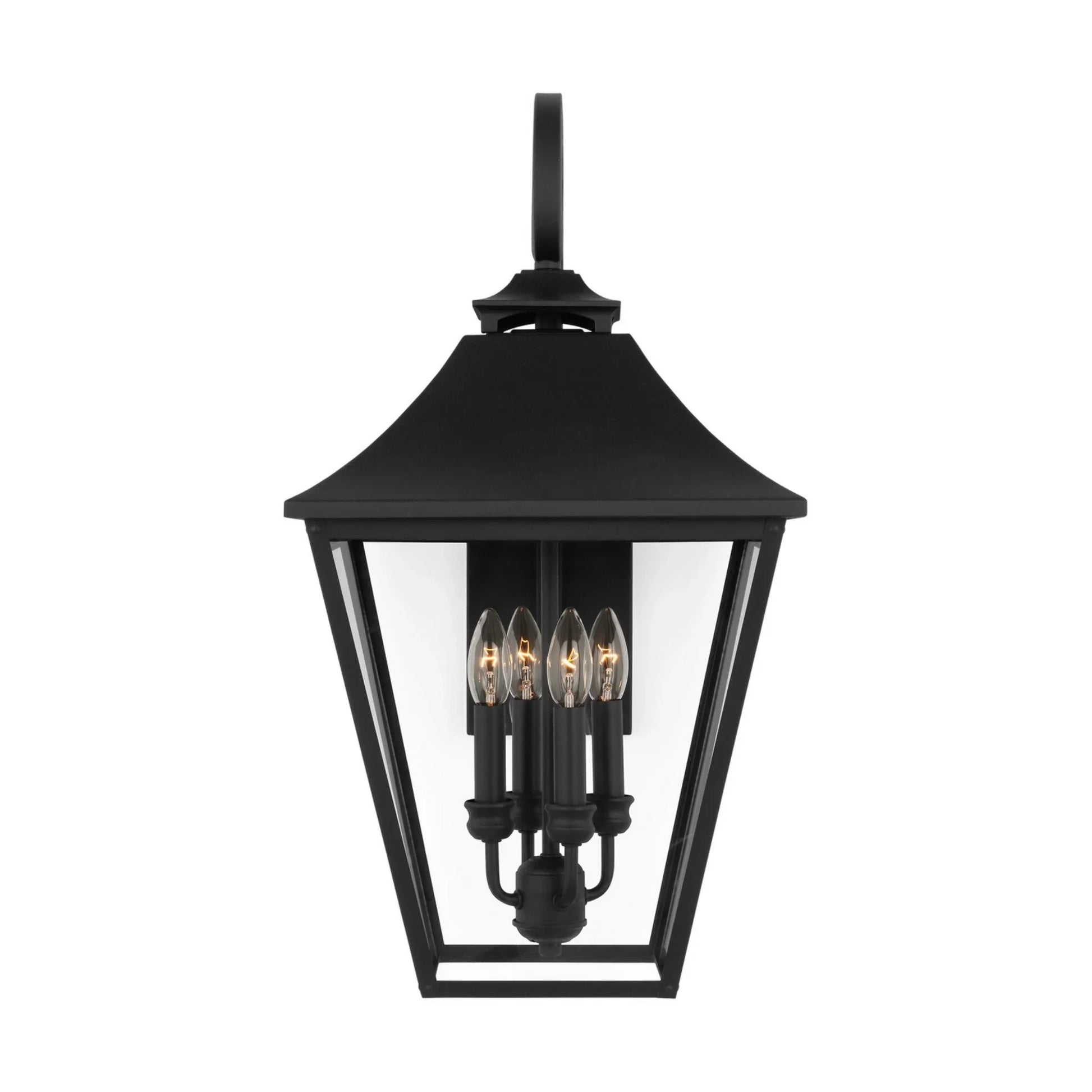 Galena 25" 4-Light Large Wall Lantern, Textured Black Finish - Bees Lighting
