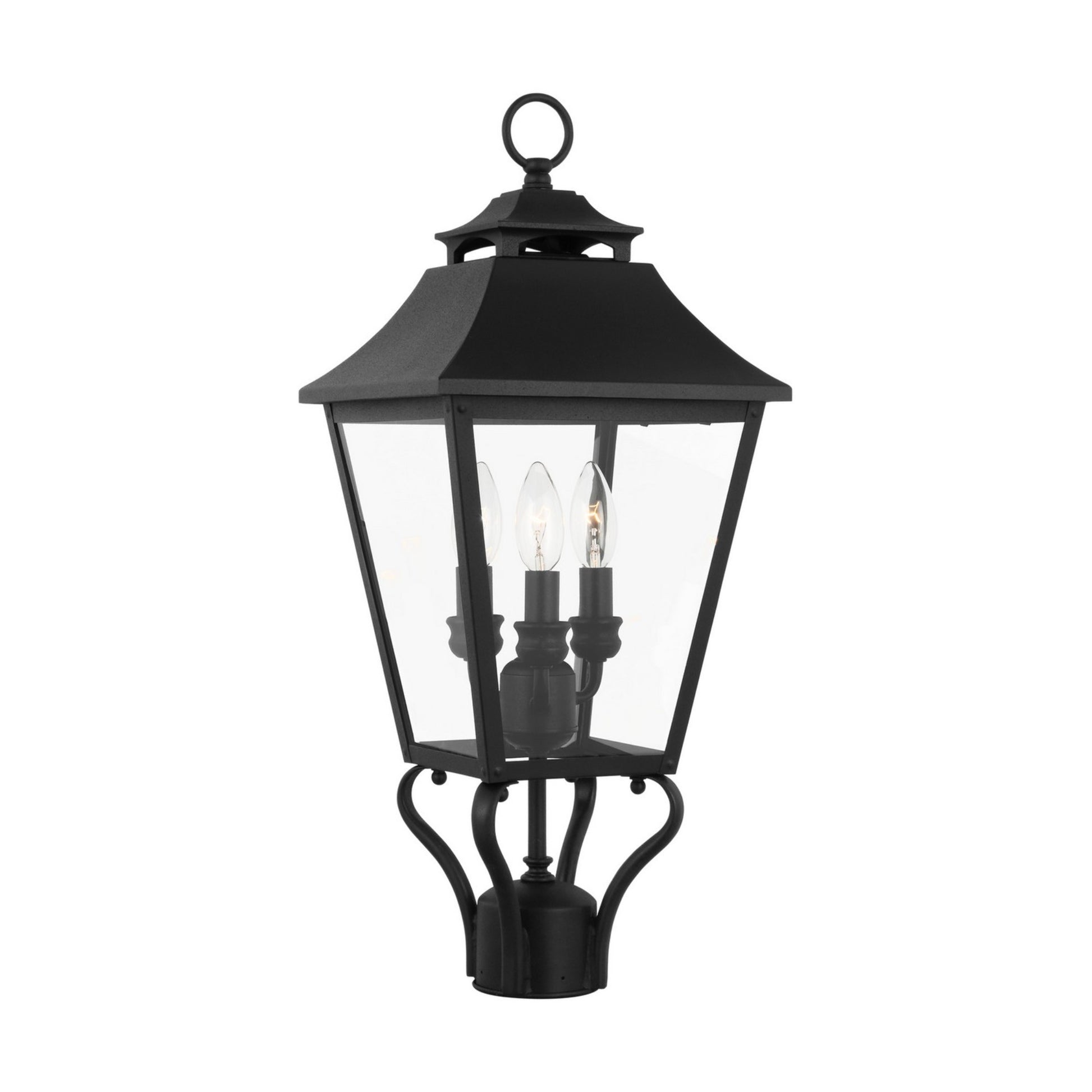 Galena 23" 3-Light Small Post Lantern, Textured Black Finish - Bees Lighting
