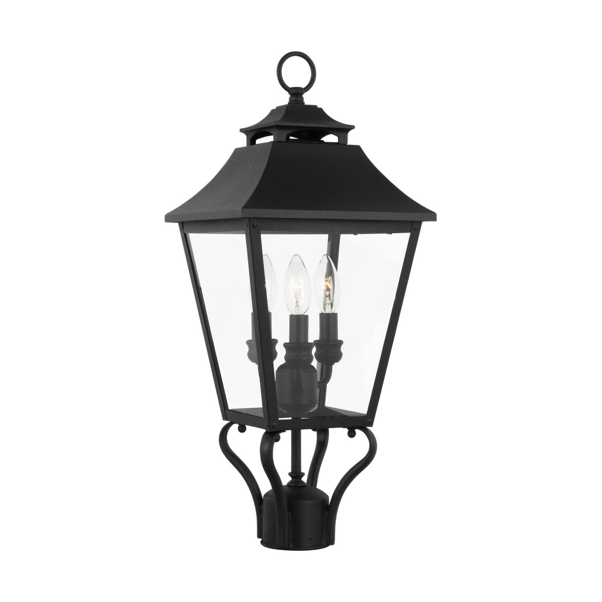 Galena 23" 3-Light Small Post Lantern, Textured Black Finish - Bees Lighting
